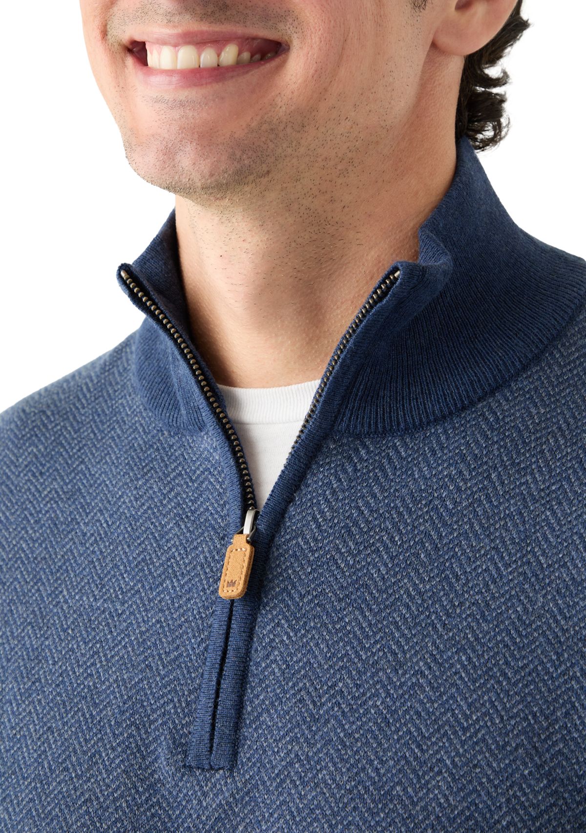 Mens Herringbone Quarter Zip Sweater