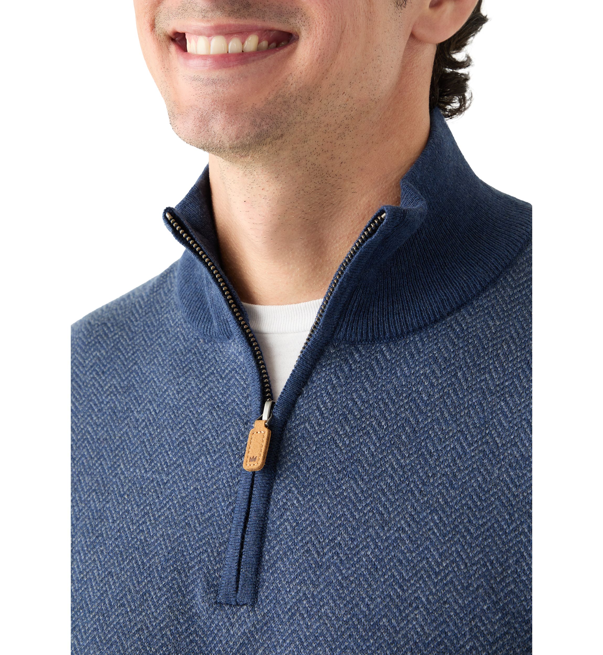 Mens Herringbone Quarter Zip Sweater