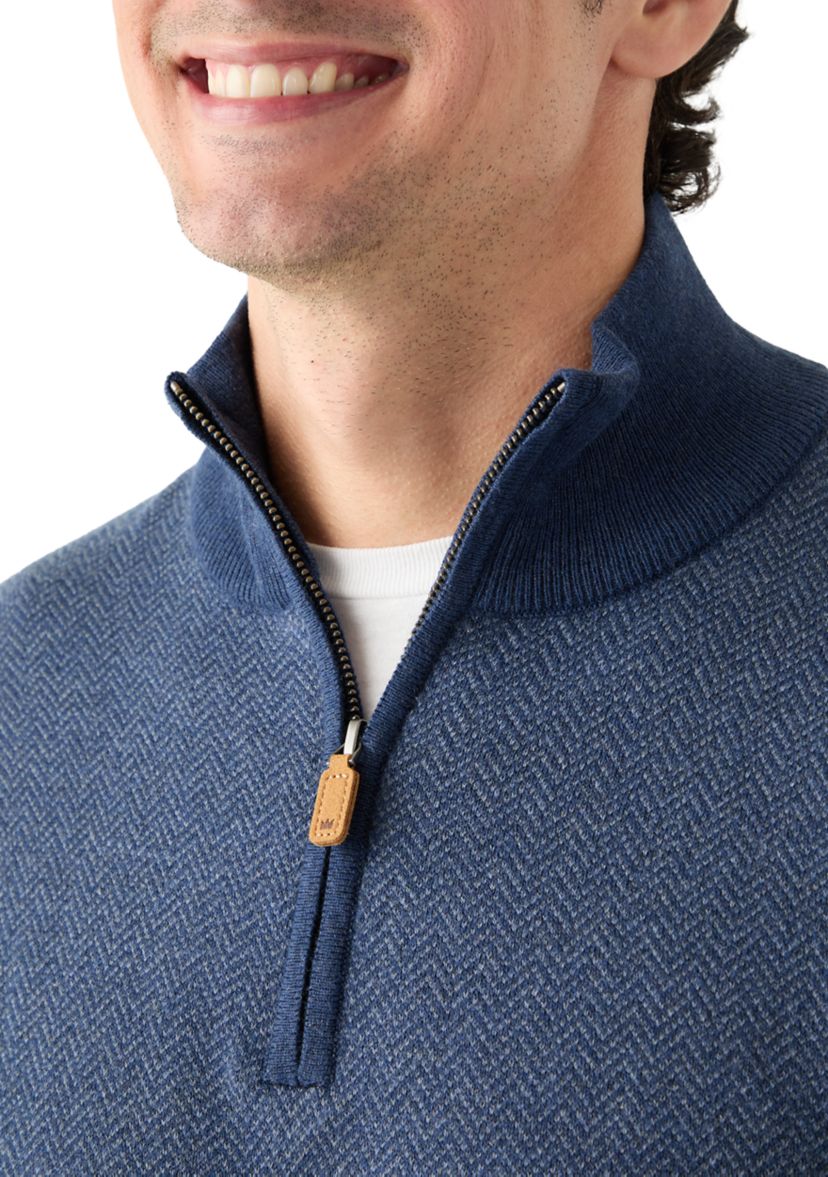 Mens Herringbone Quarter Zip Sweater