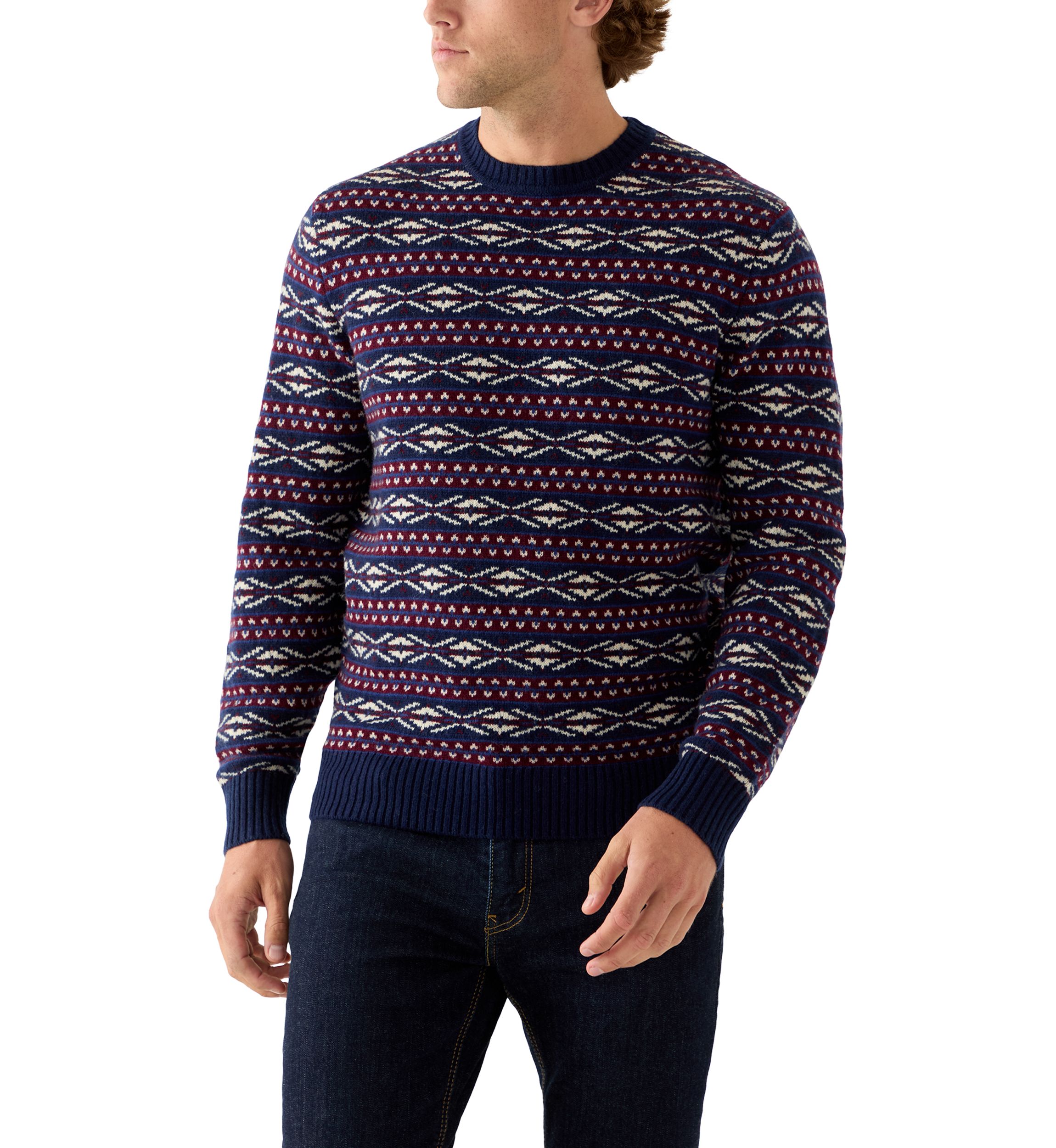 Mens Fair Isle Crew Neck Sweater