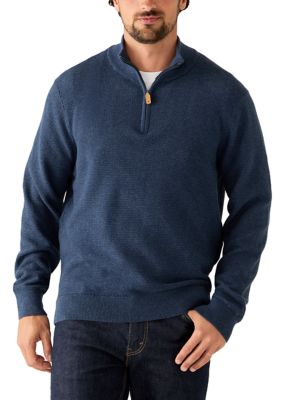 Crown & Ivy Men's Textured 1/4 Zip Sweater, Navy Blue, Small