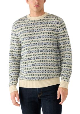 Crown & Ivy Men's Fair Isle Crew Neck Sweater