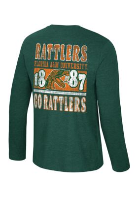 Colosseum Men's NCAA Florida A&M Rattlers Long Sleeve Distressed Washed Out Graphic T-Shirt, 2XL