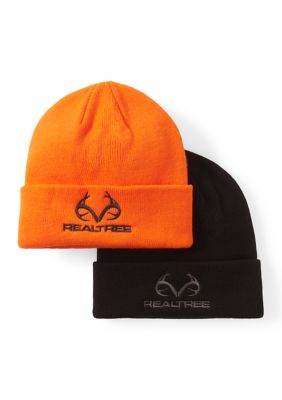 Realtree Men's Beanie 2 Pack, Black