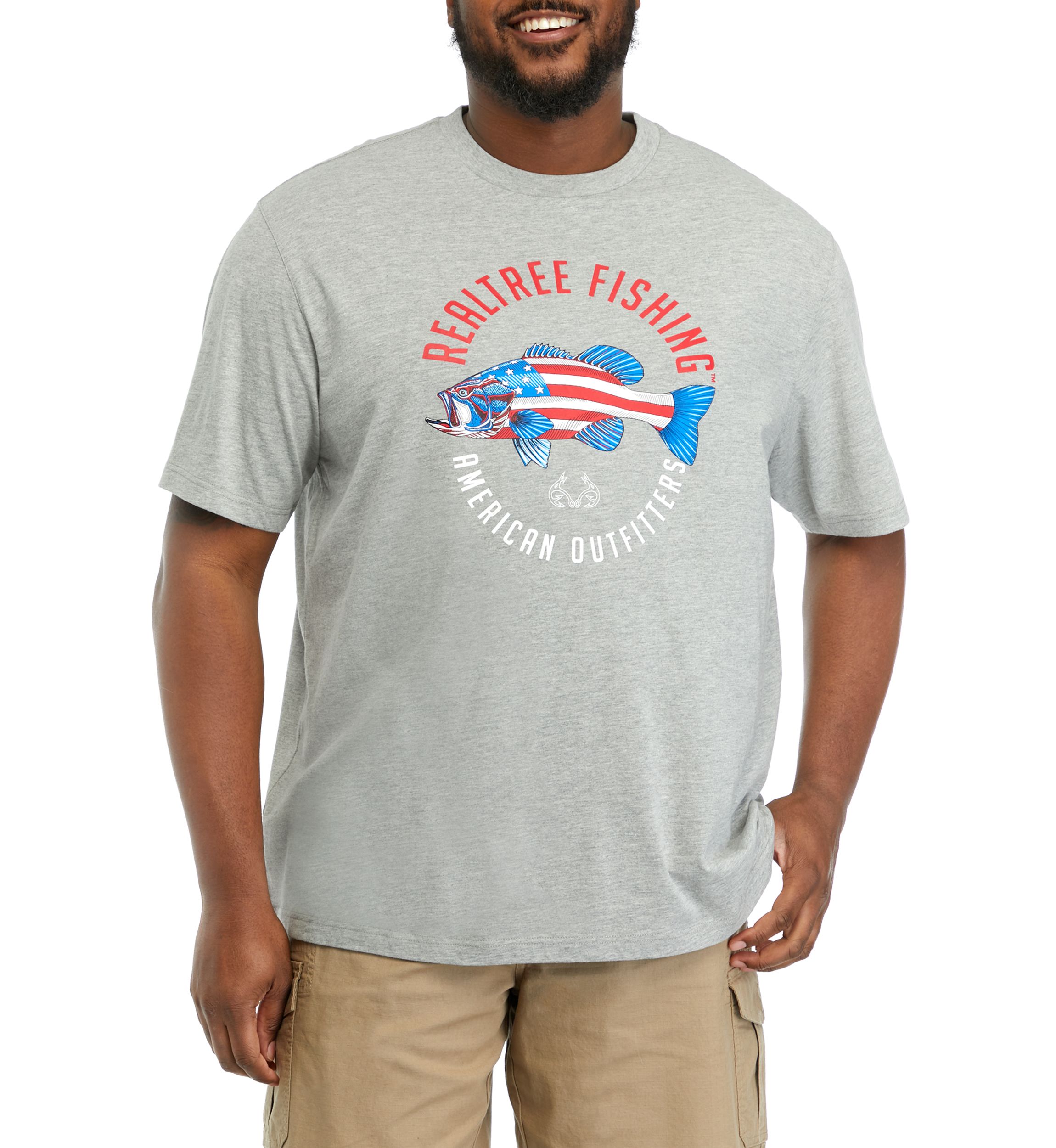Big & Tall Short Sleeve Americana Fish Dual Blend Graphic T-Shirt