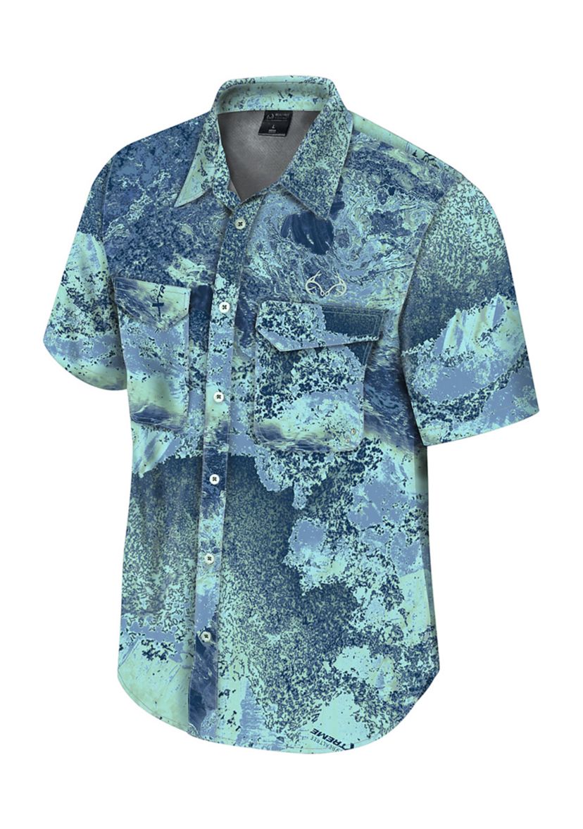 Mens Short Sleeve Charter Printed Fishing Shirt