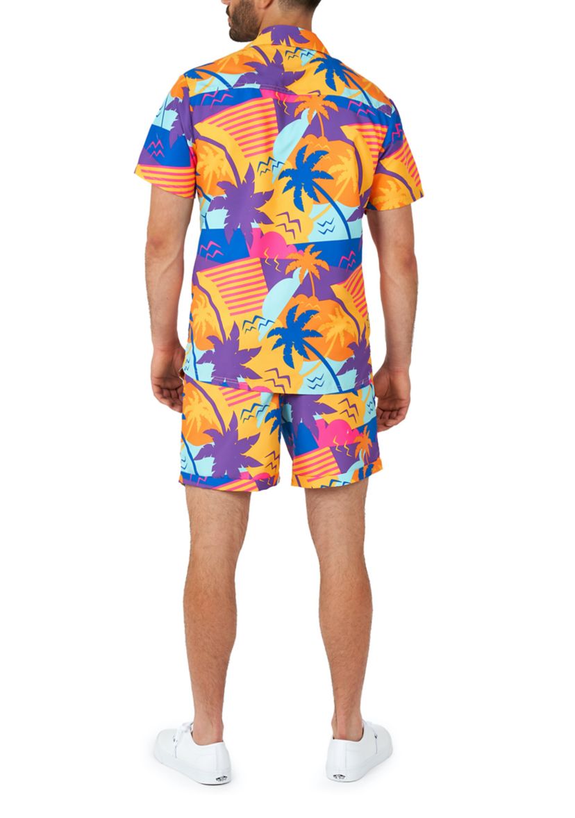 OppoSuits Summer Combo Swimwear - Mens Two Piece Matching Set - Palm Power