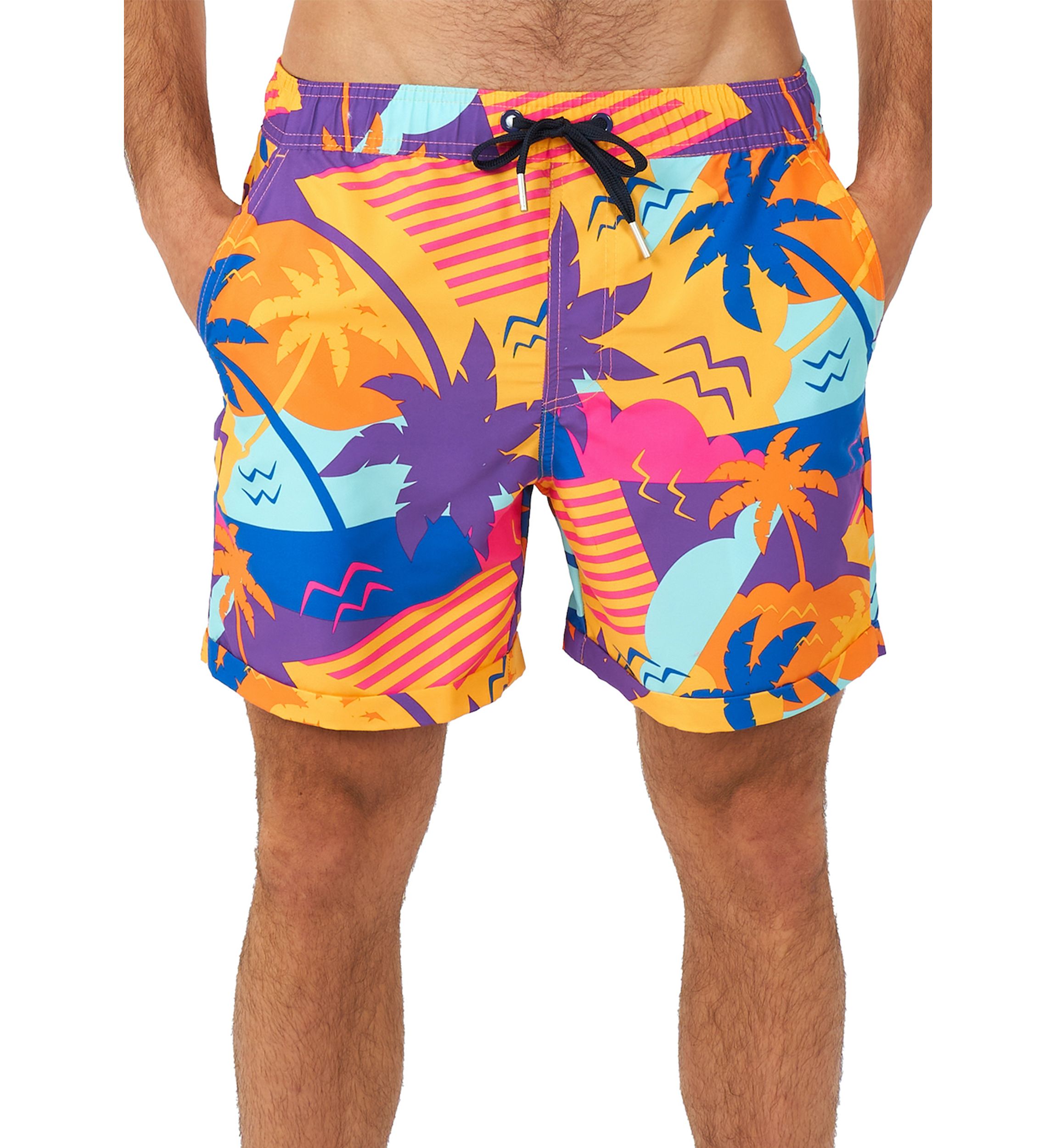OppoSuits Summer Combo Swimwear - Mens Two Piece Matching Set - Palm Power