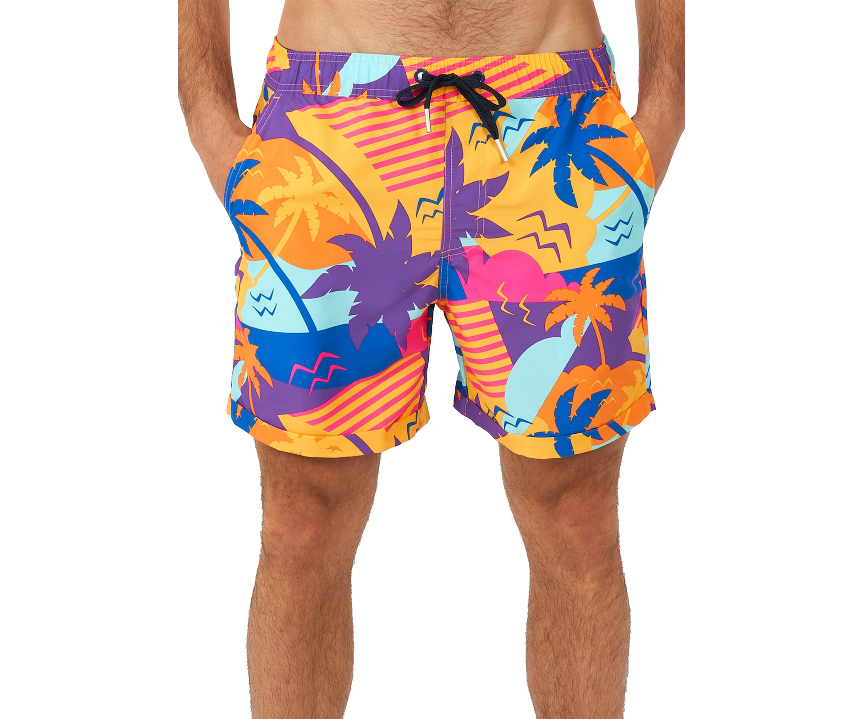 OppoSuits Summer Combo Swimwear - Mens Two Piece Matching Set - Palm Power