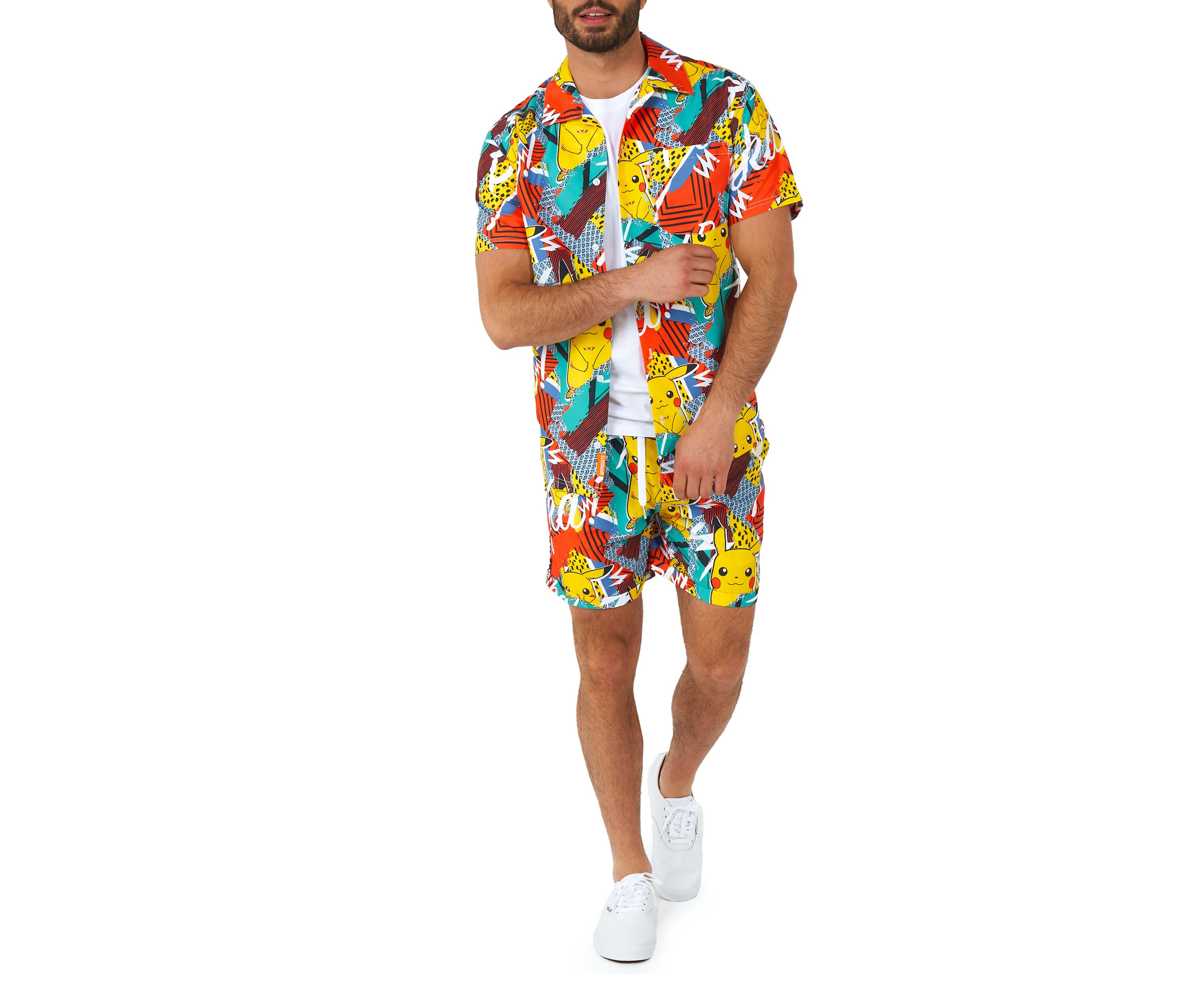 OppoSuits Summer Combo Swimwear - Mens Two Piece Matching Set - Pokemon Pika Pikachu