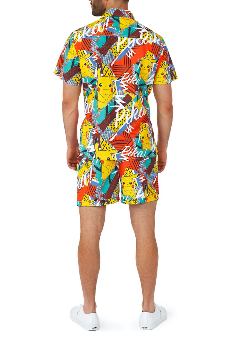 OppoSuits Summer Combo Swimwear - Mens Two Piece Matching Set - Pokemon Pika Pikachu