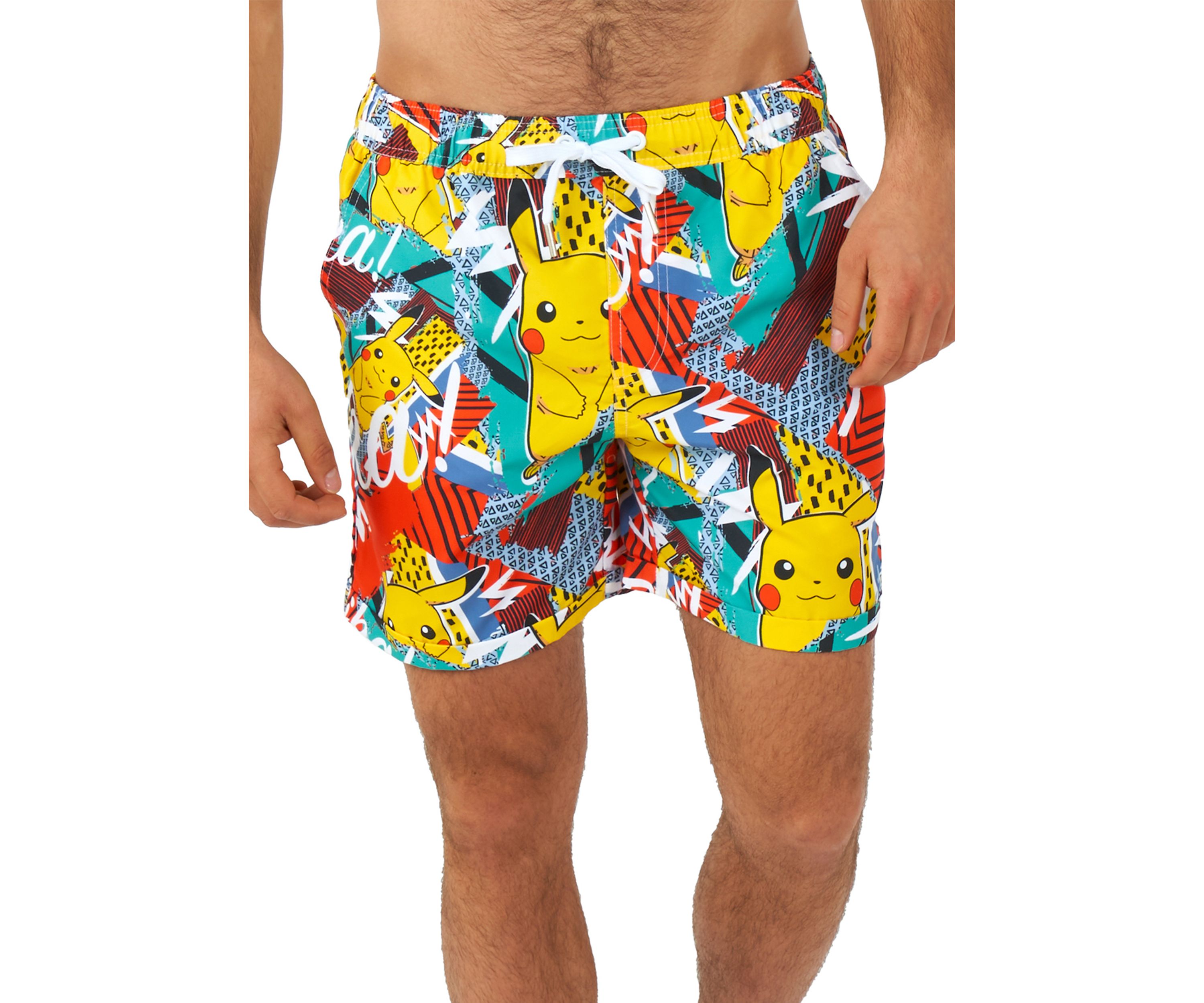 OppoSuits Summer Combo Swimwear - Mens Two Piece Matching Set - Pokemon Pika Pikachu