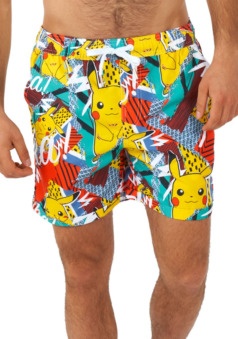OppoSuits Summer Combo Swimwear - Mens Two Piece Matching Set - Pokemon Pika Pikachu