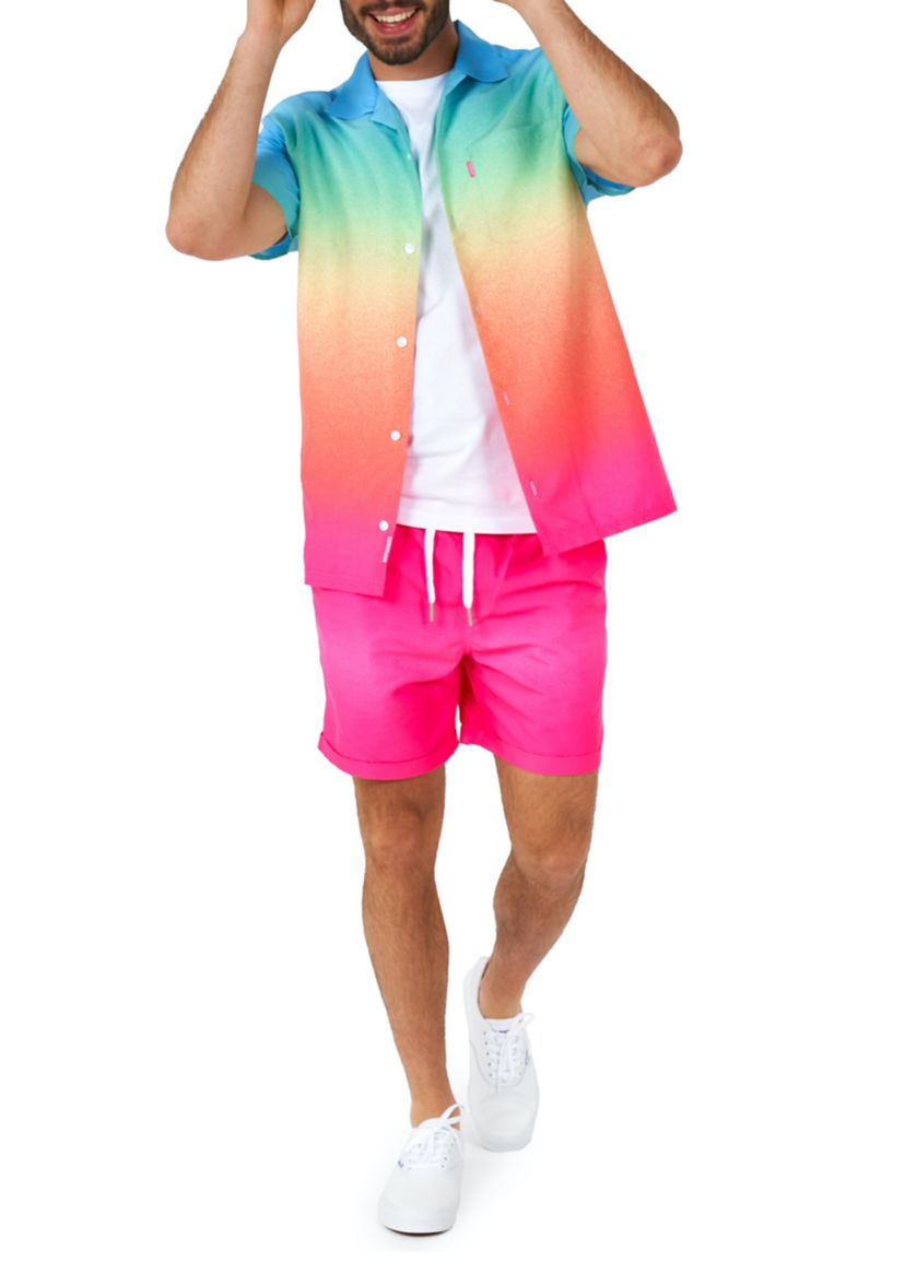 OppoSuits Summer Combo Swimwear - Mens Two Piece Matching Set - Funky Fade