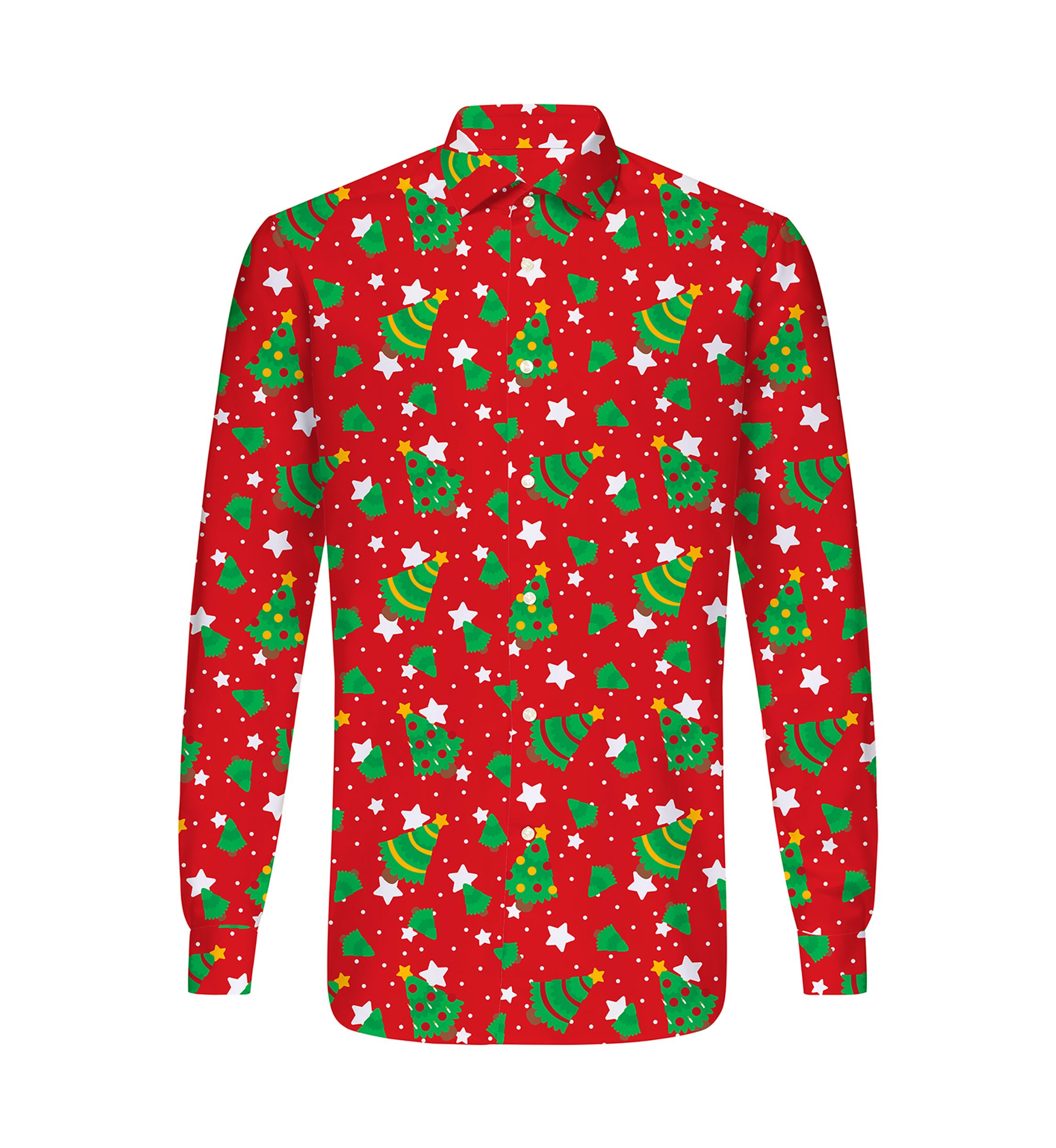 Christmas Trees Stars Red  Long Sleeve Shirt
