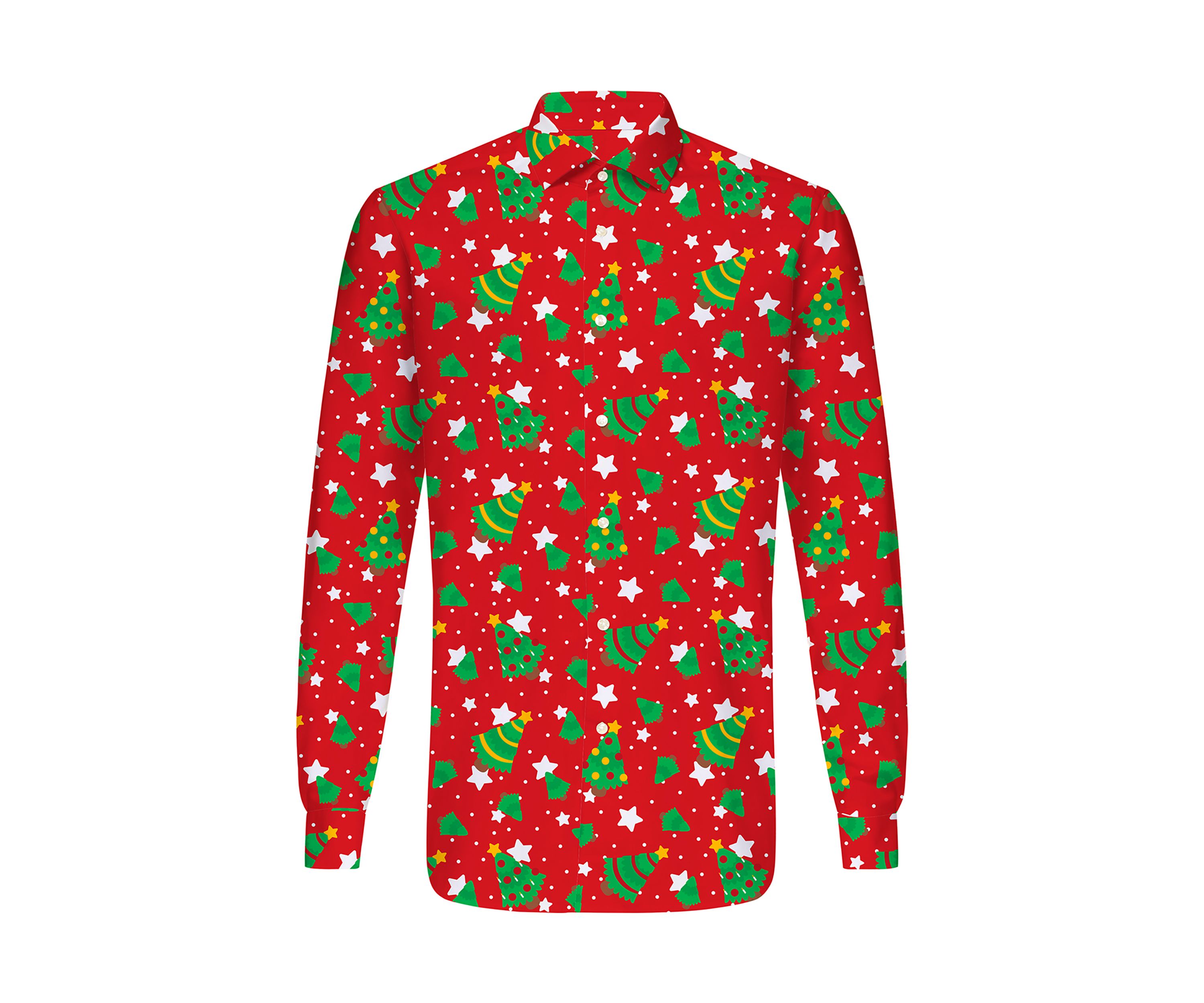 Christmas Trees Stars Red  Long Sleeve Shirt