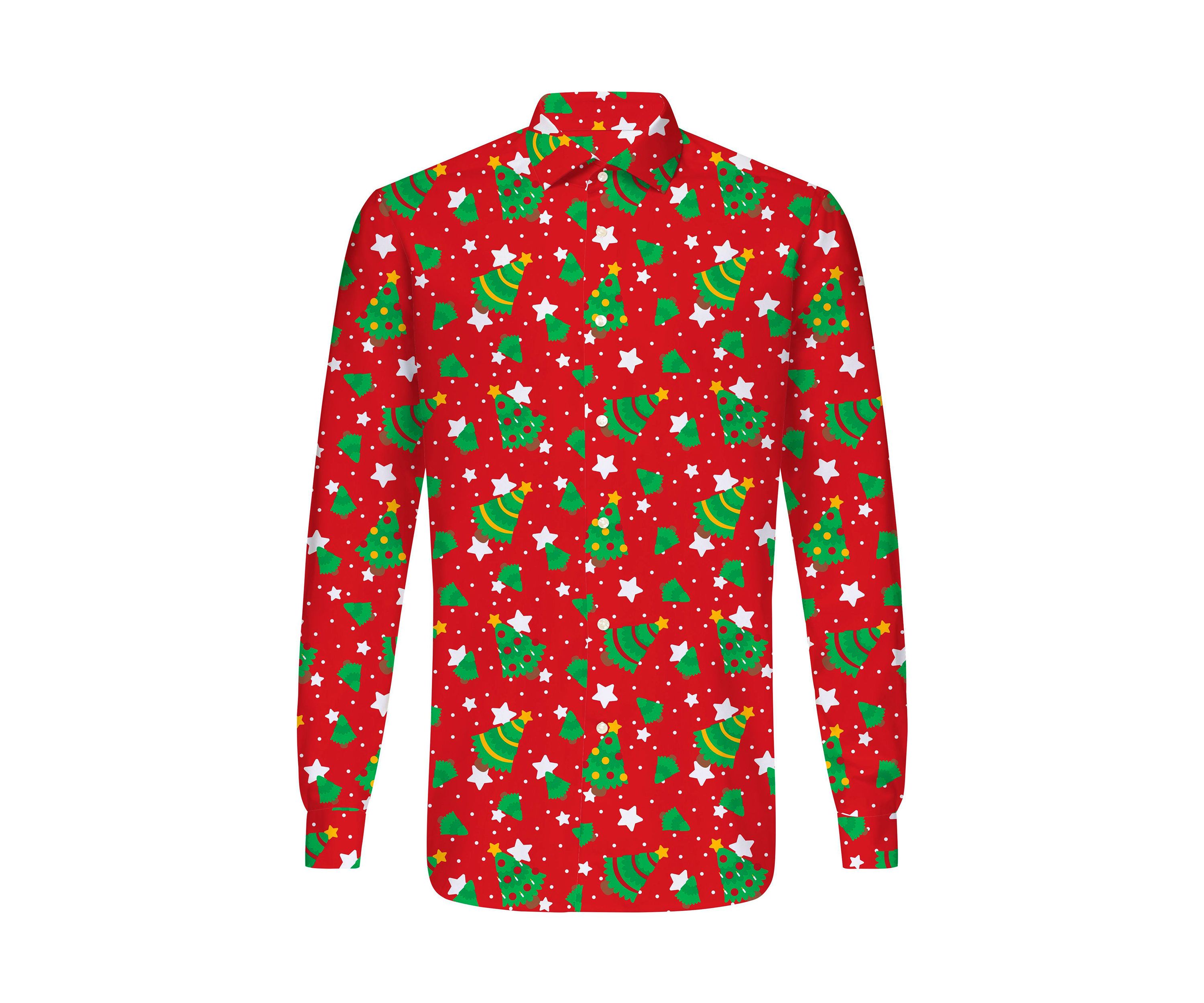 Christmas Trees Stars Red  Long Sleeve Shirt