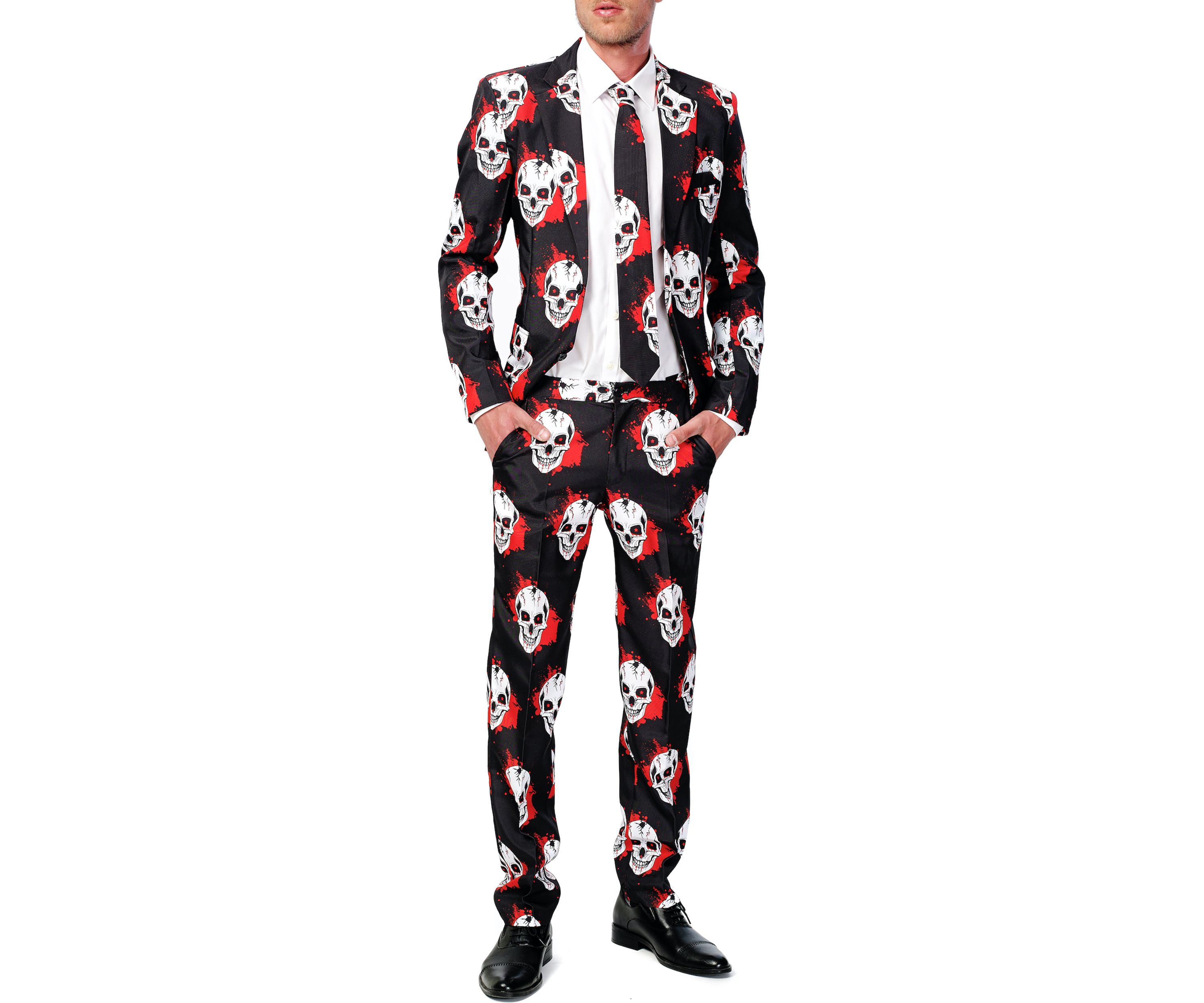 Skulls Blood Halloween 2 Piece Suit + Tie