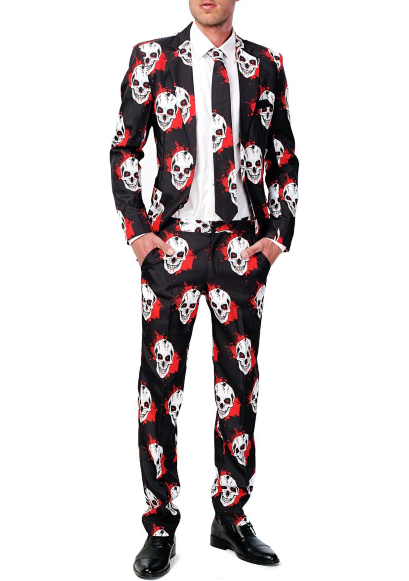 Skulls Blood Halloween 2 Piece Suit + Tie