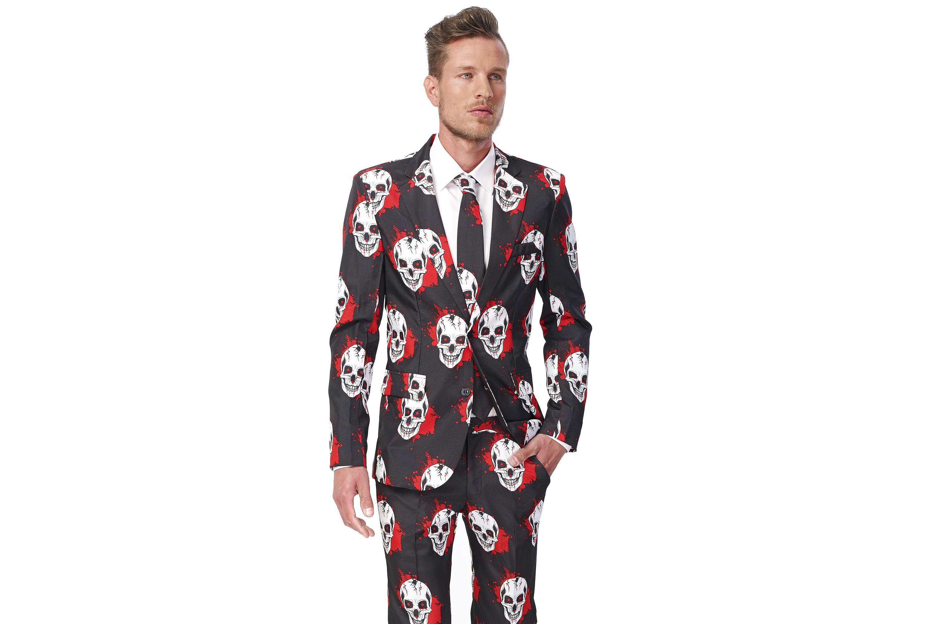 Skulls Blood Halloween 2 Piece Suit + Tie
