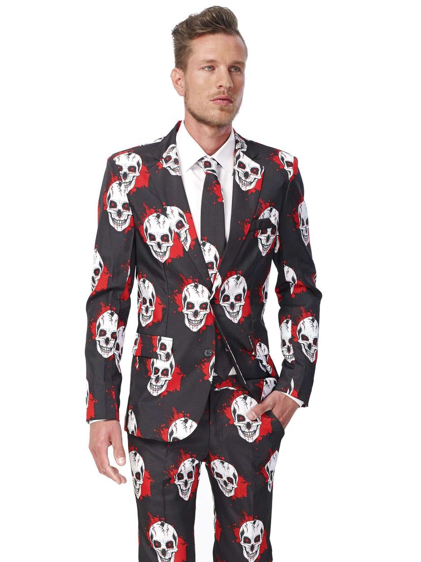 Skulls Blood Halloween 2 Piece Suit + Tie