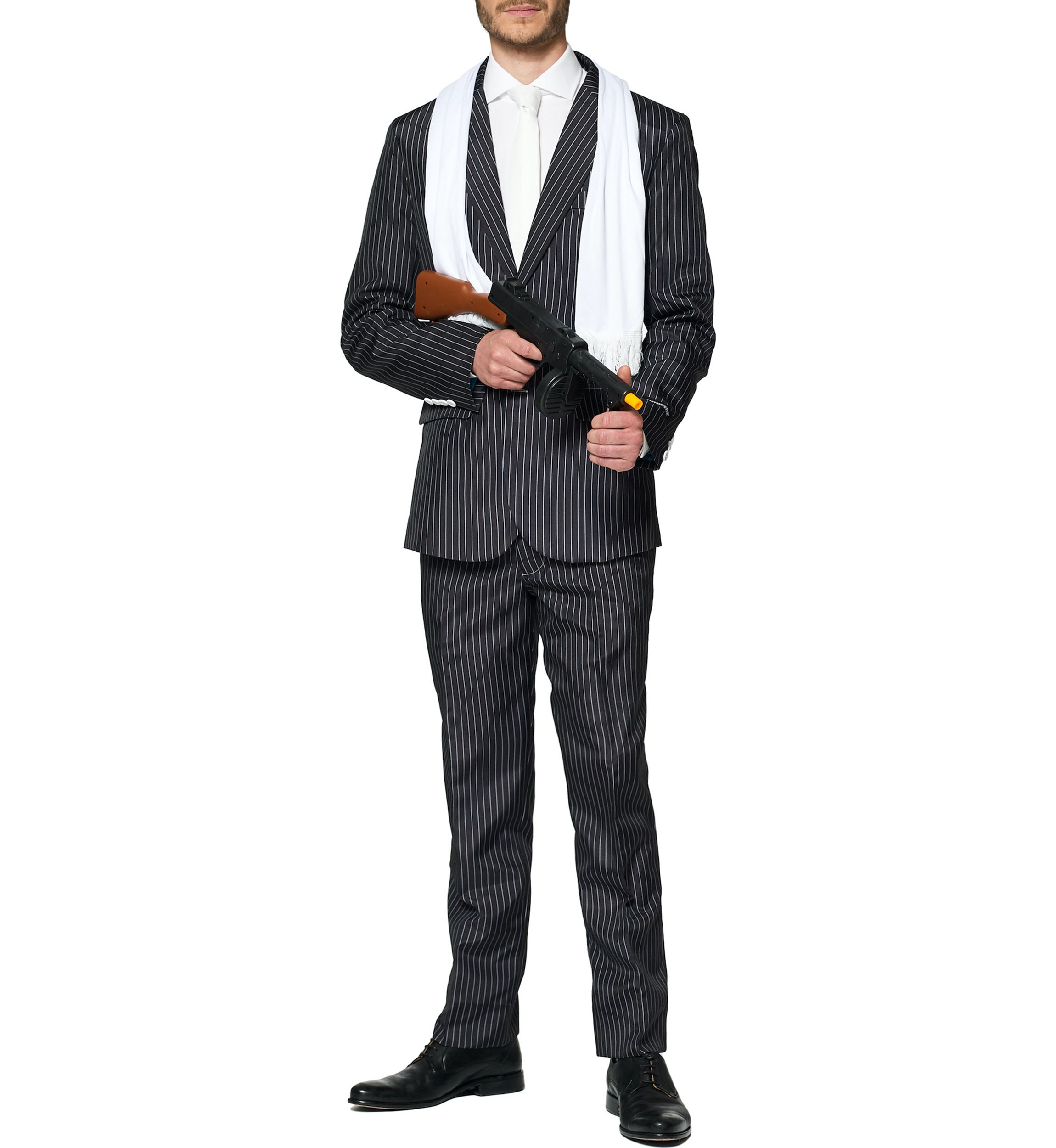 Gangster Pinstripe Black 2 Piece Suit + Tie