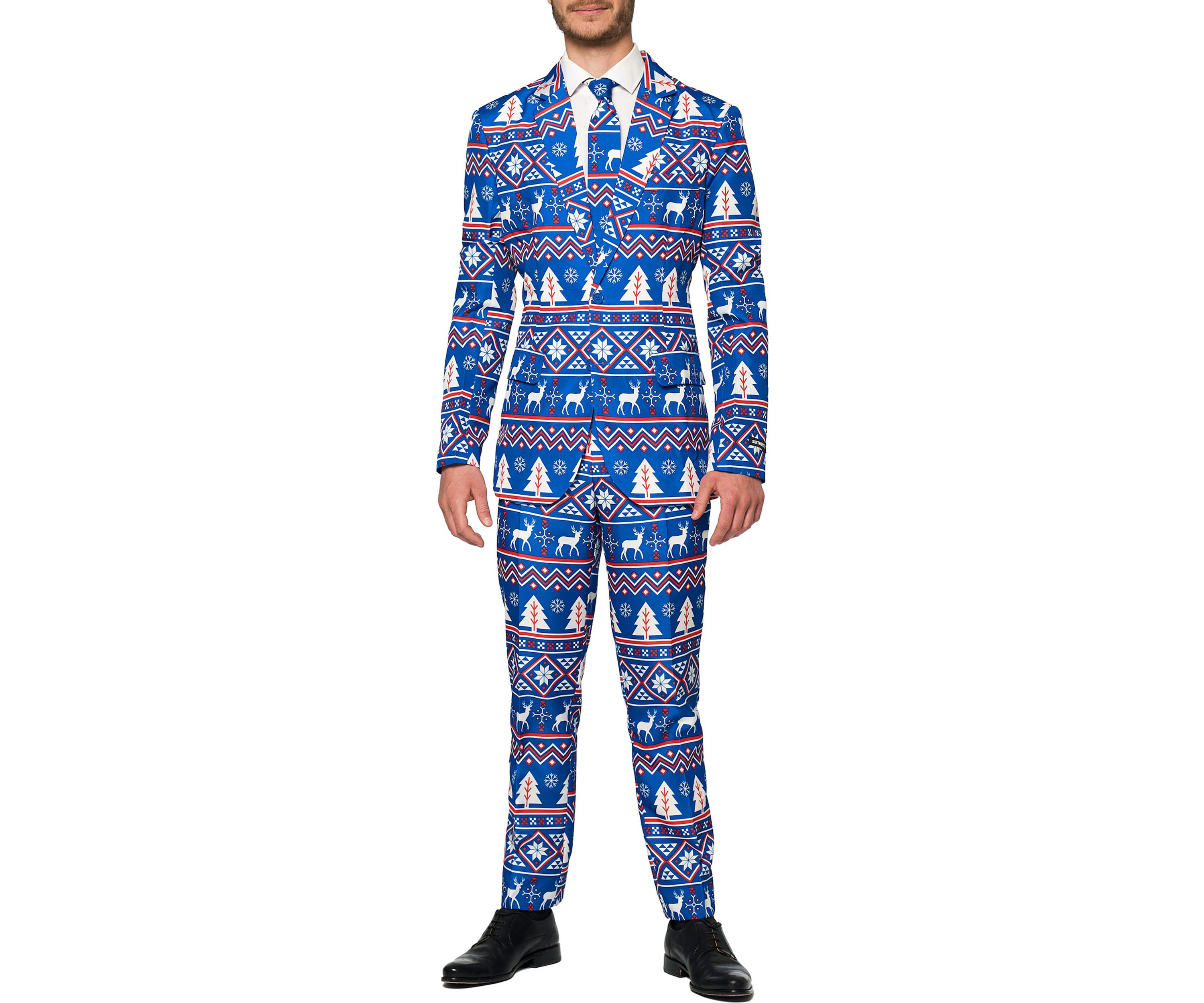 Christmas Blue Nordic 2 Piece Suit + Tie