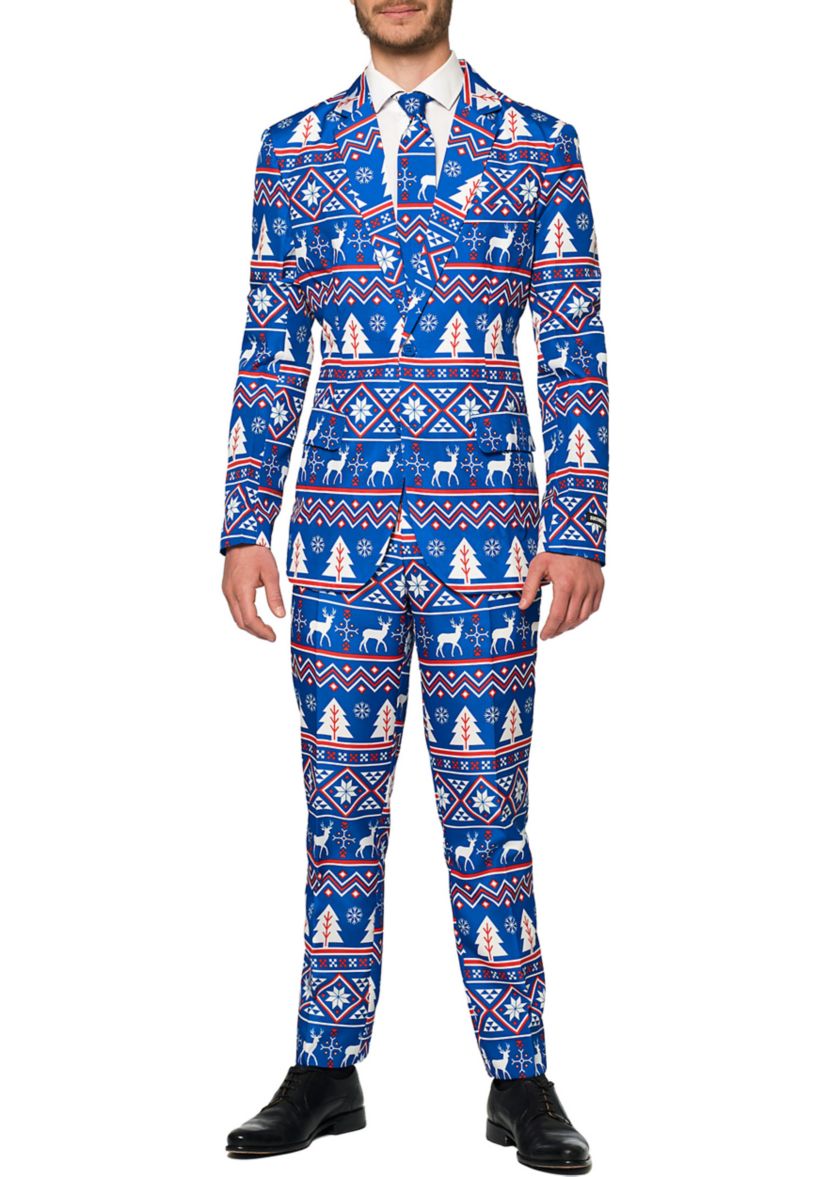 Christmas Blue Nordic 2 Piece Suit + Tie