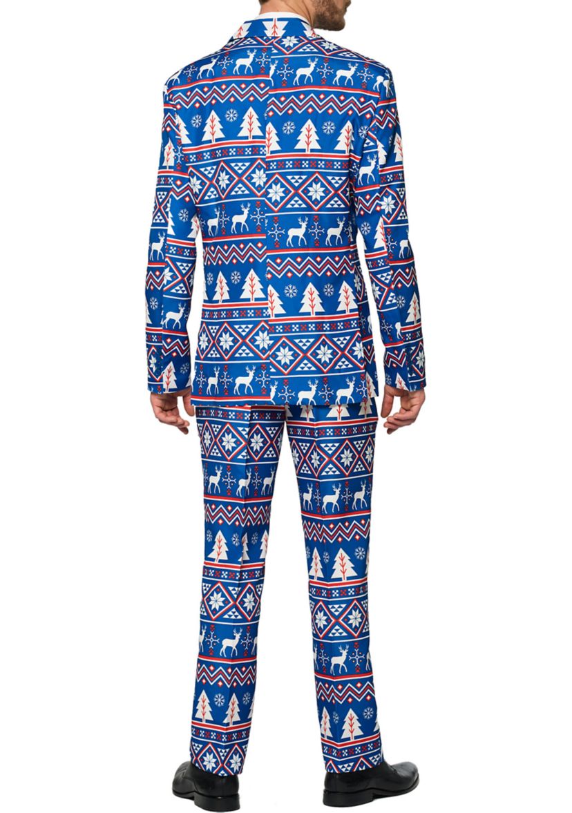 Christmas Blue Nordic 2 Piece Suit + Tie