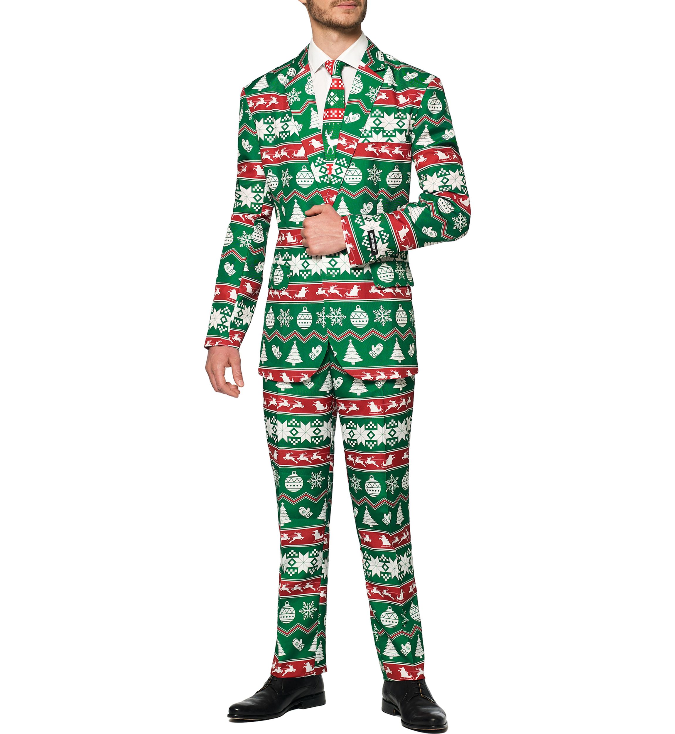 Christmas Green Nordic 2 Piece Suit + Tie