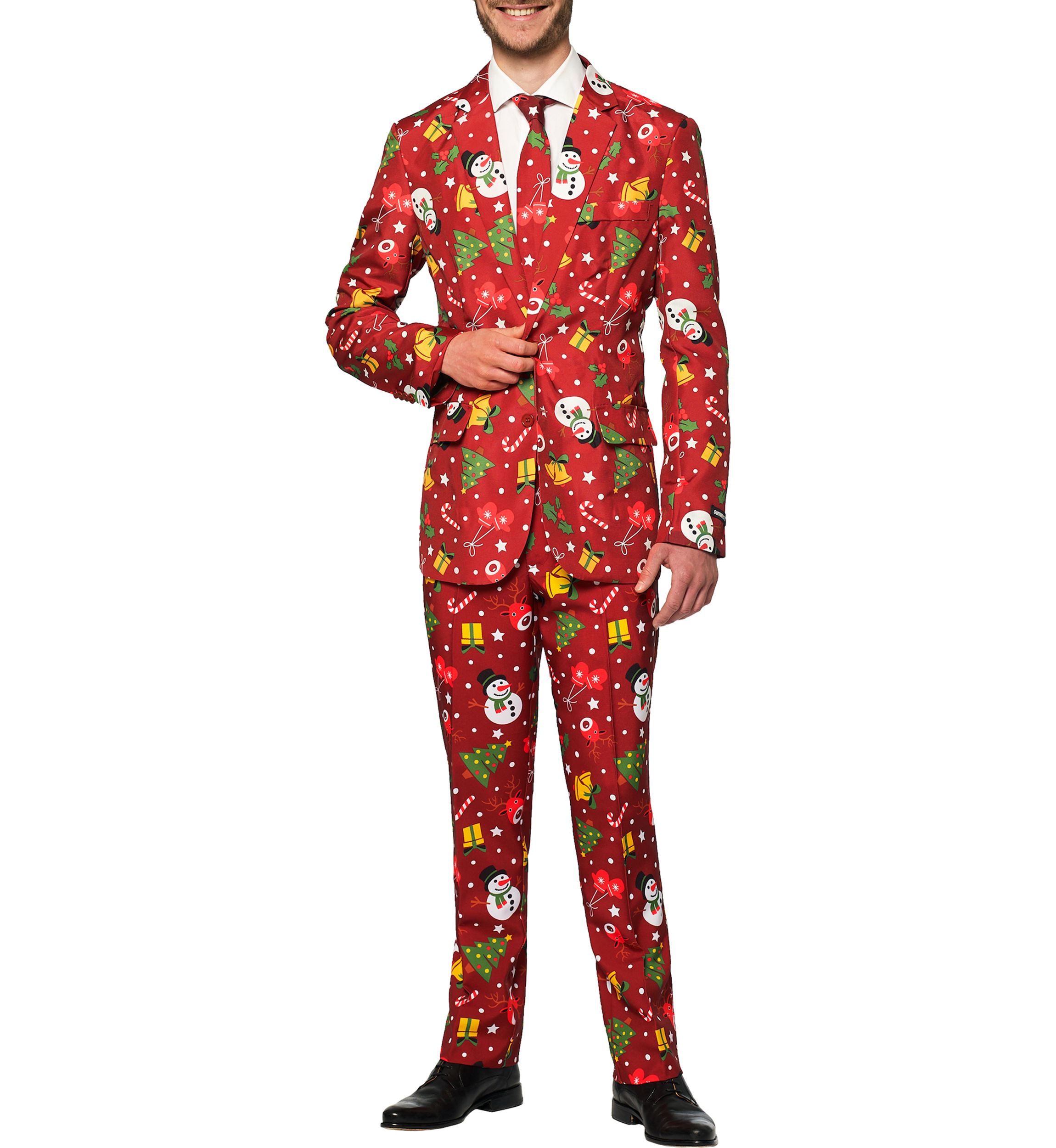Christmas Red Icons Light Up 2 Piece Suit + Tie