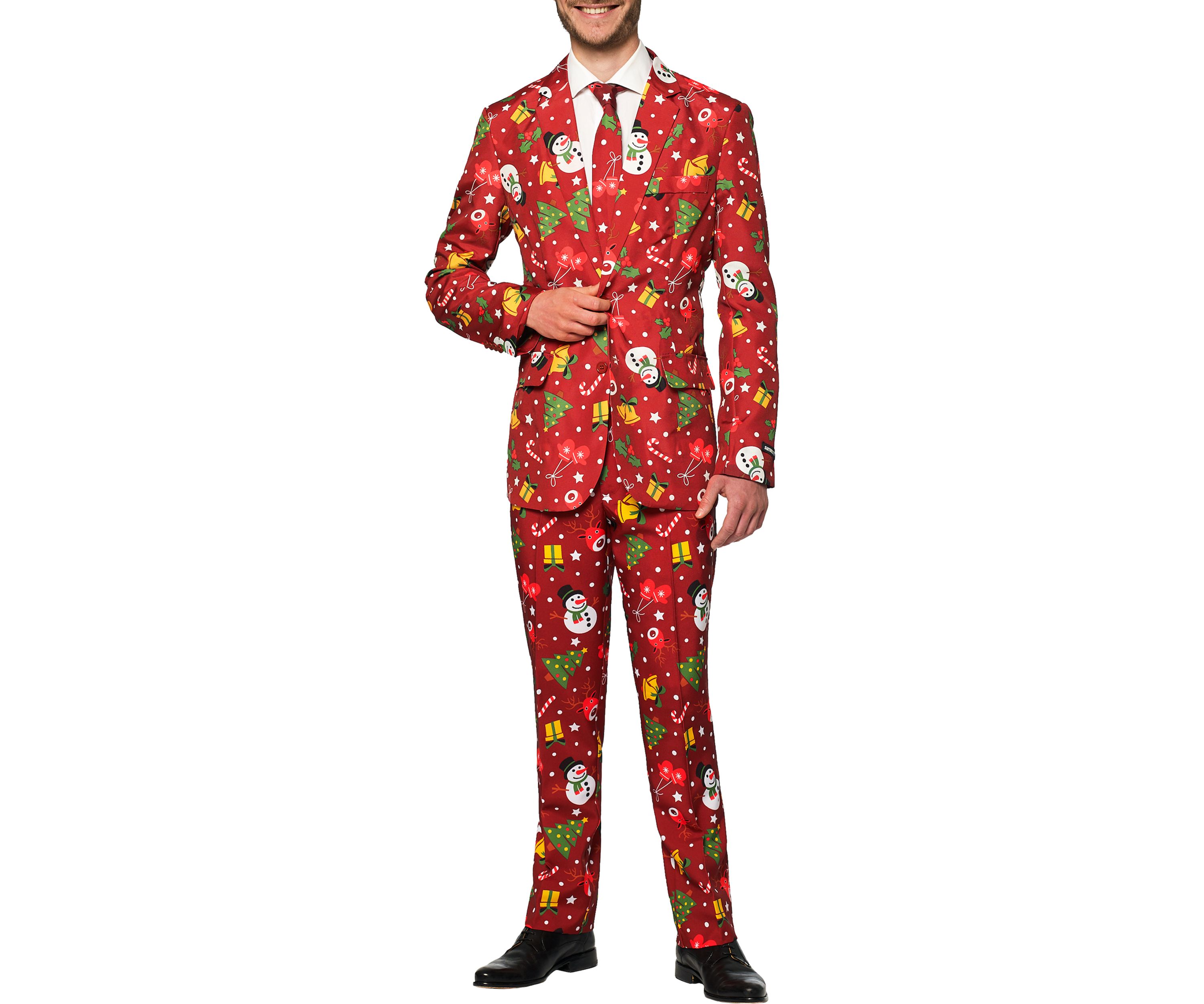 Christmas Red Icons Light Up 2 Piece Suit + Tie