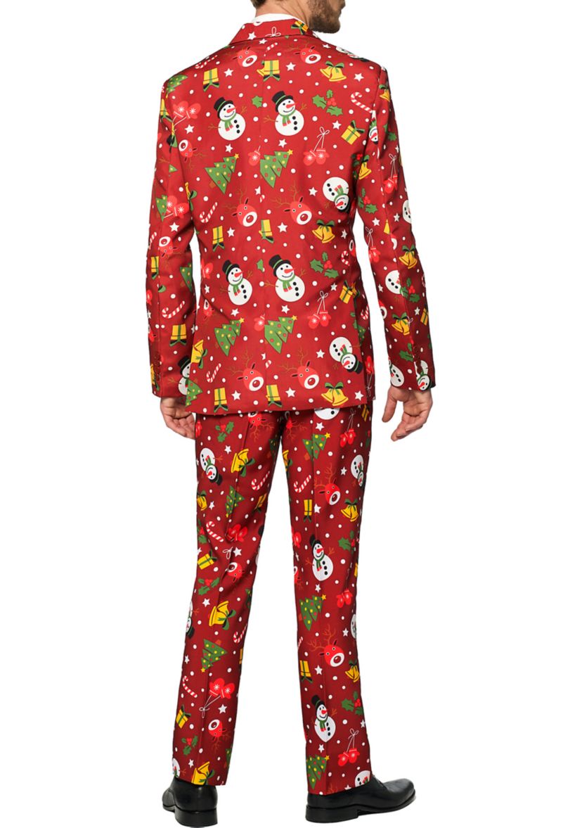 Christmas Red Icons Light Up 2 Piece Suit + Tie