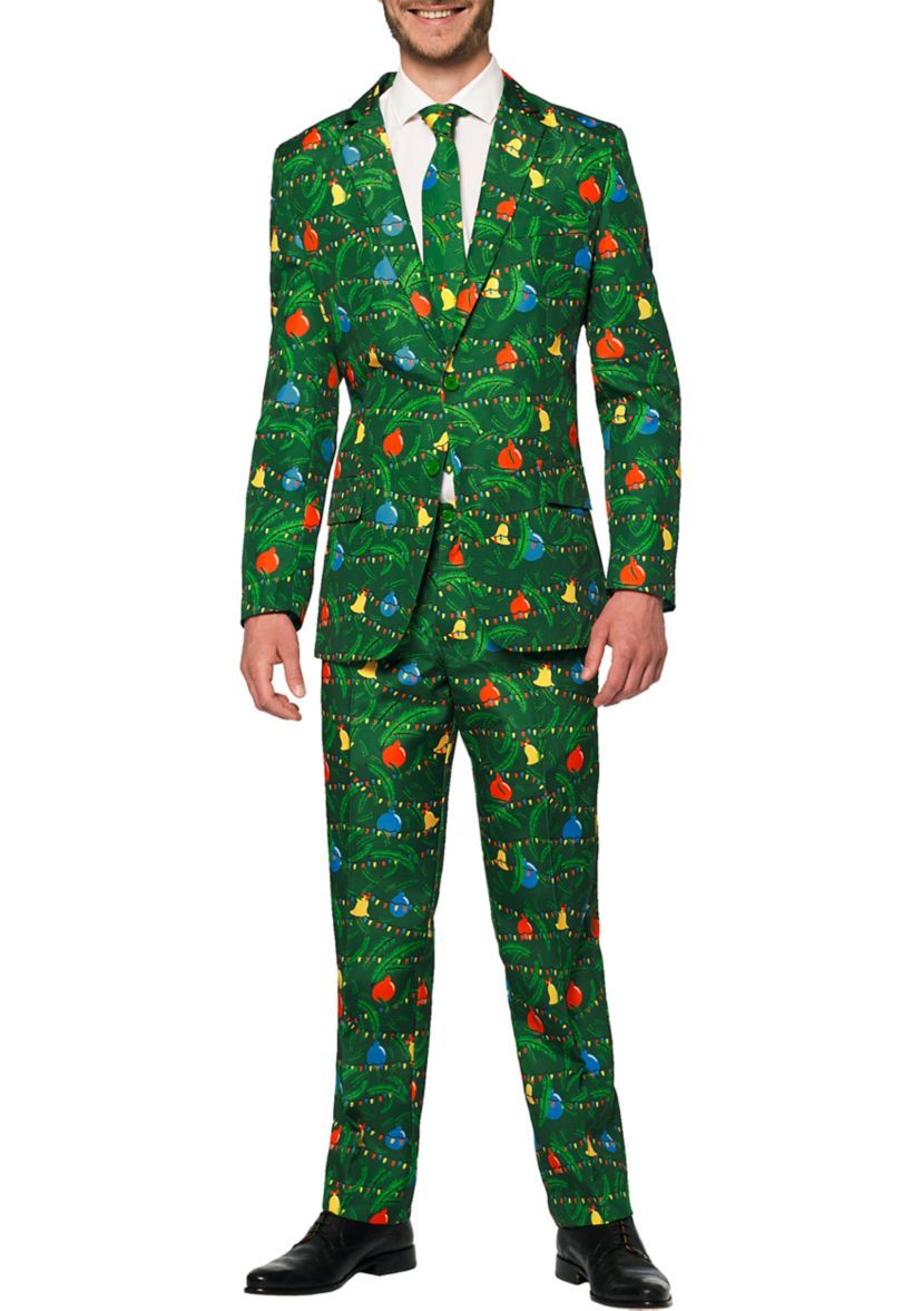 Christmas Green Tree Light Up 2 Piece Suit + Tie