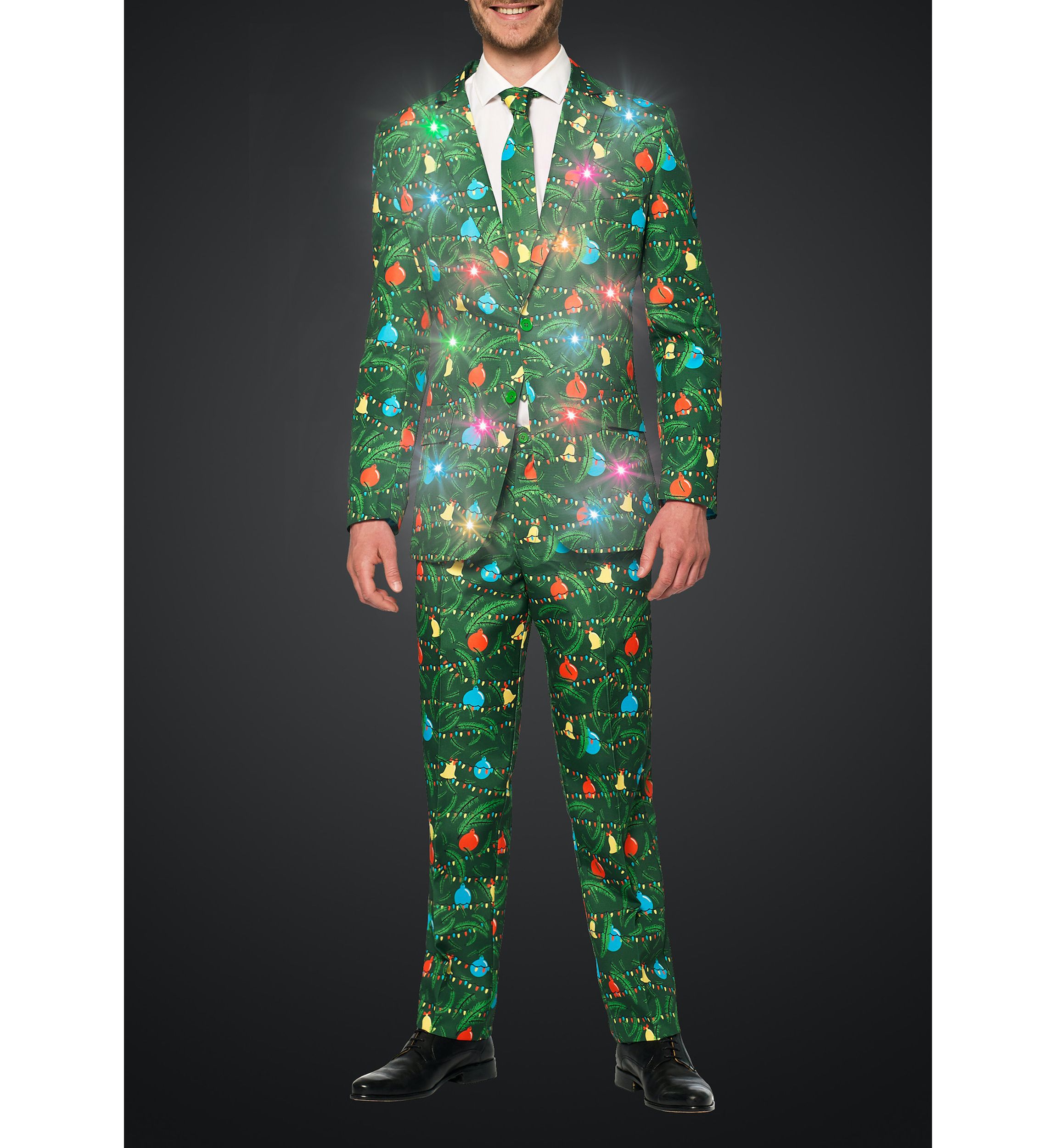 Christmas Green Tree Light Up 2 Piece Suit + Tie
