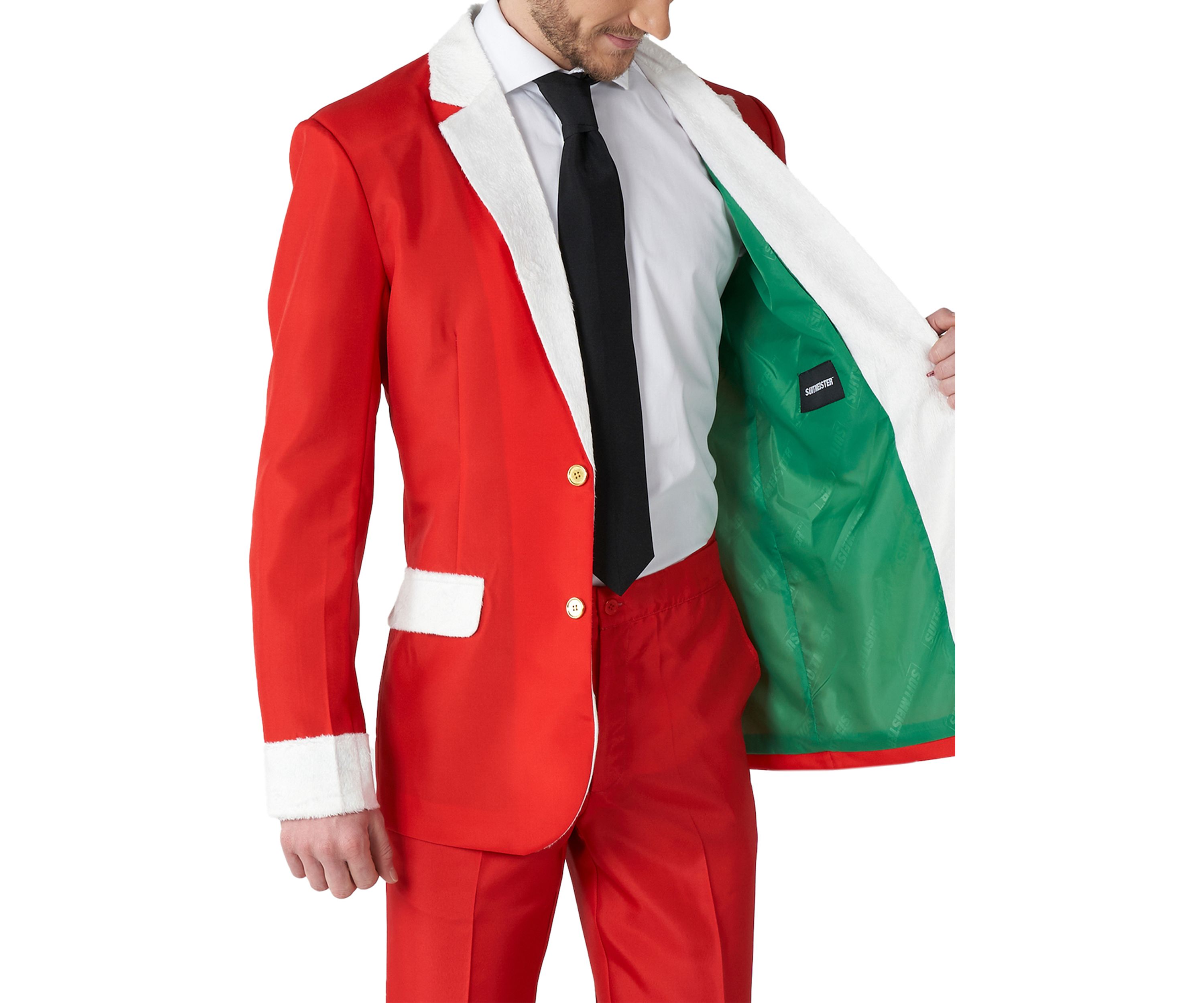 Santa Faux Fur  2 Piece Suit + Tie