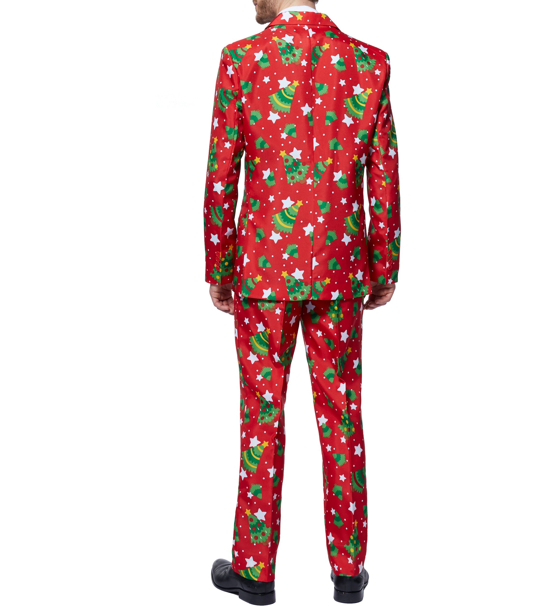 Christmas Trees Stars Red  2 Piece Suit + Tie
