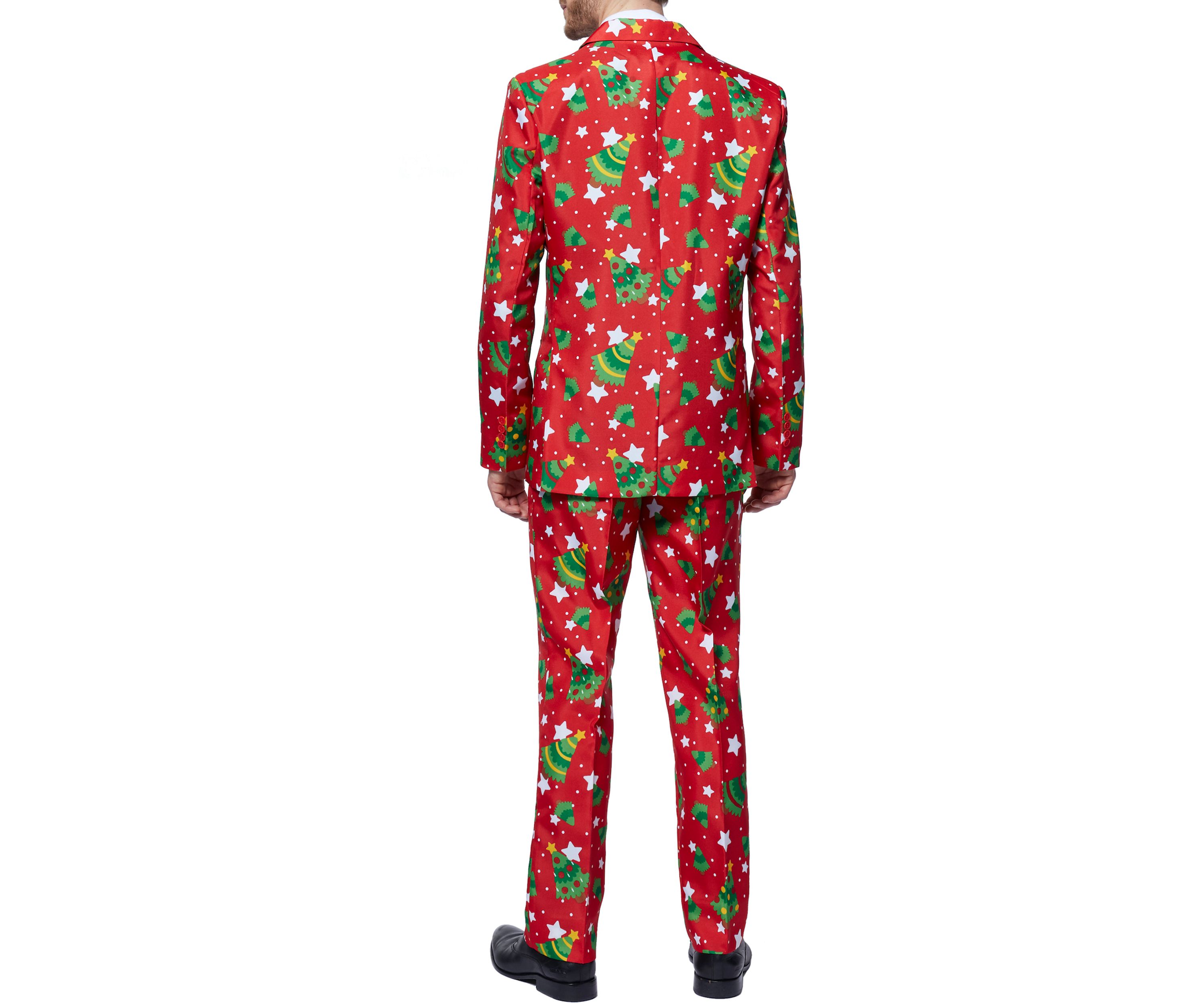 Christmas Trees Stars Red  2 Piece Suit + Tie