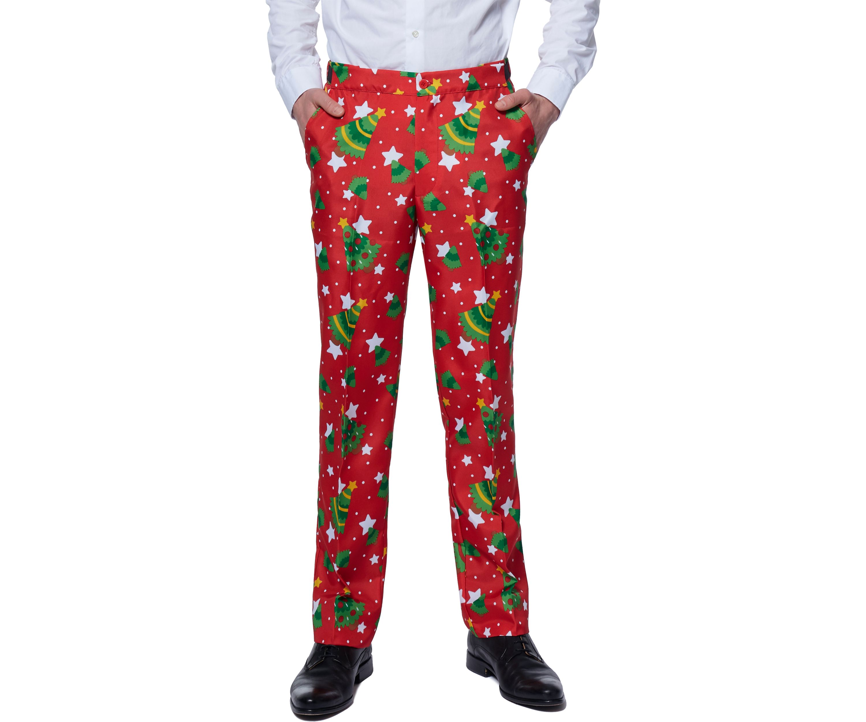 Christmas Trees Stars Red  2 Piece Suit + Tie