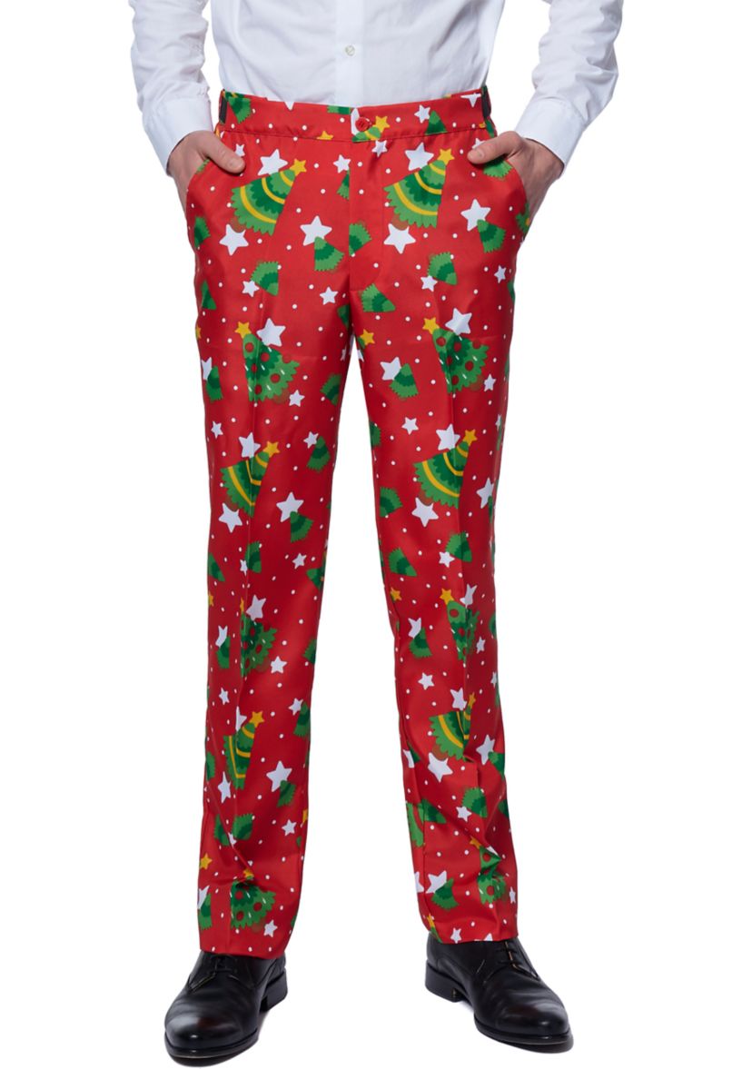 Christmas Trees Stars Red  2 Piece Suit + Tie
