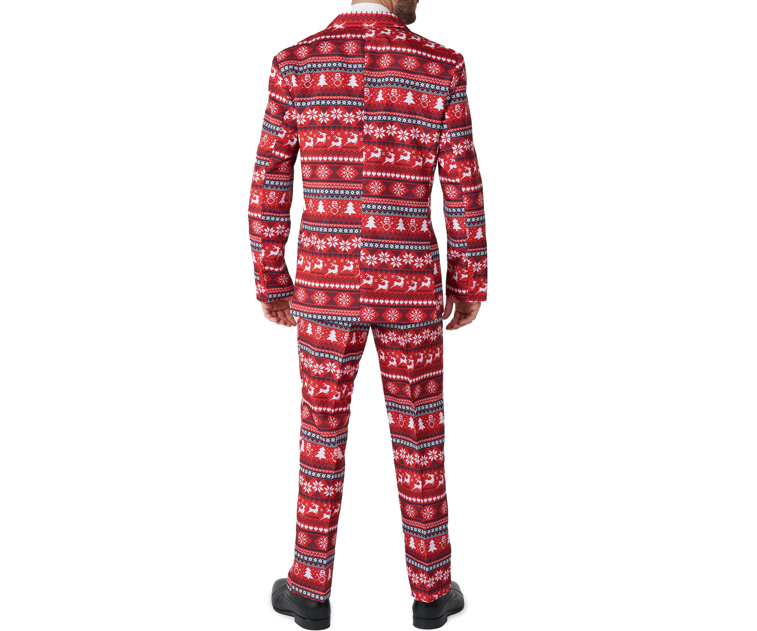 Nordic Pixel Red  2 Piece Suit + Tie