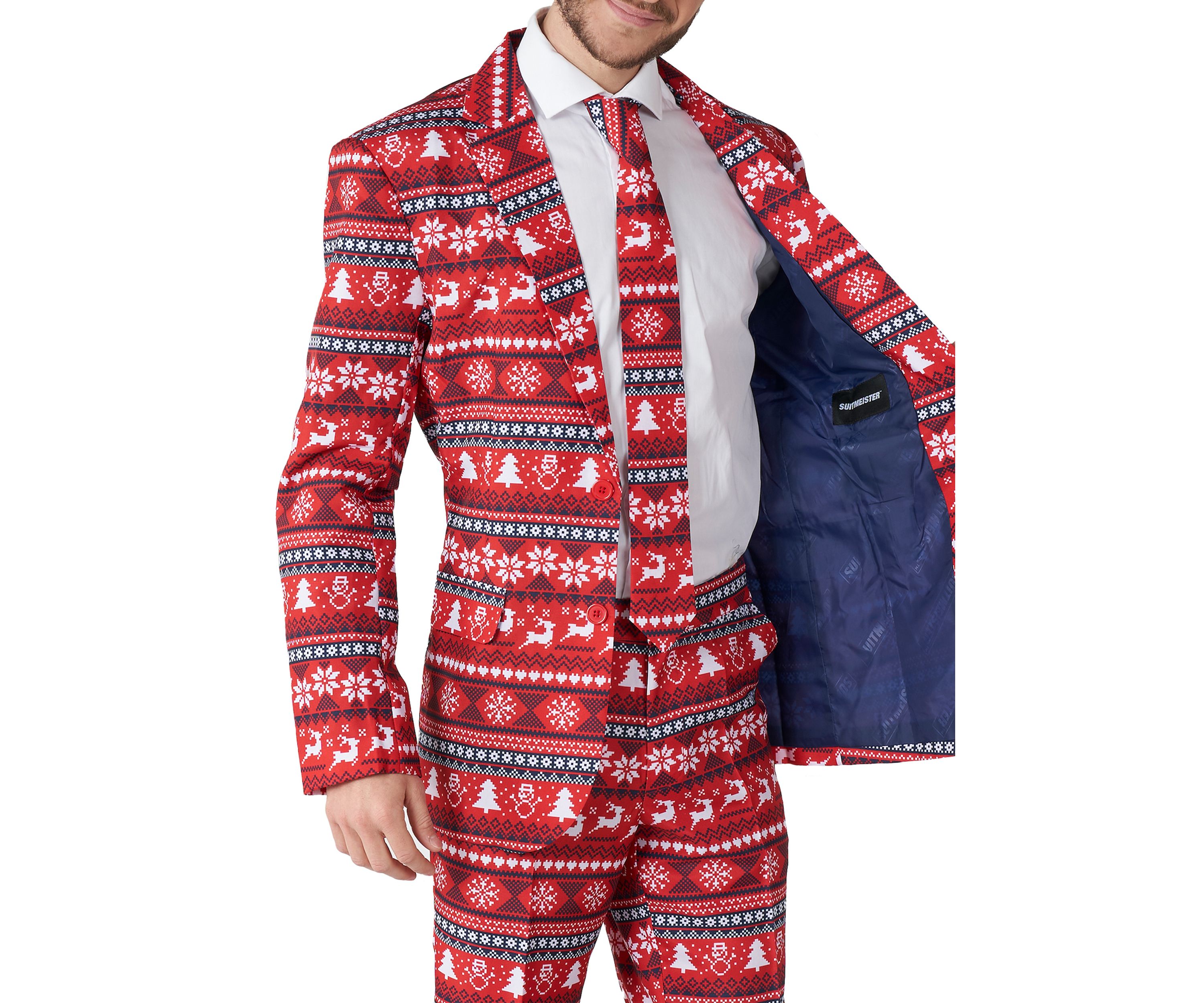 Nordic Pixel Red  2 Piece Suit + Tie