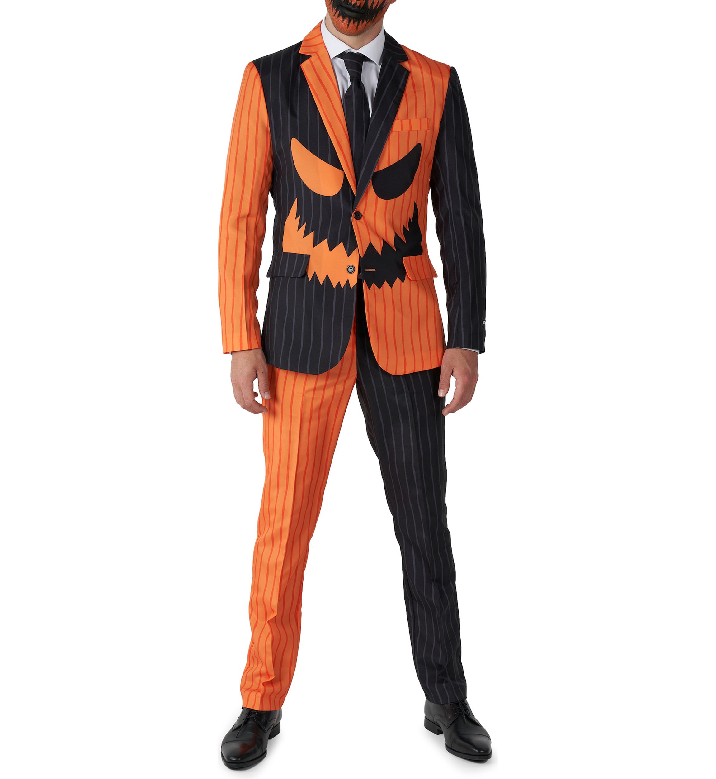 Jack-O Pinstripe Black  2 Piece Suit + Tie
