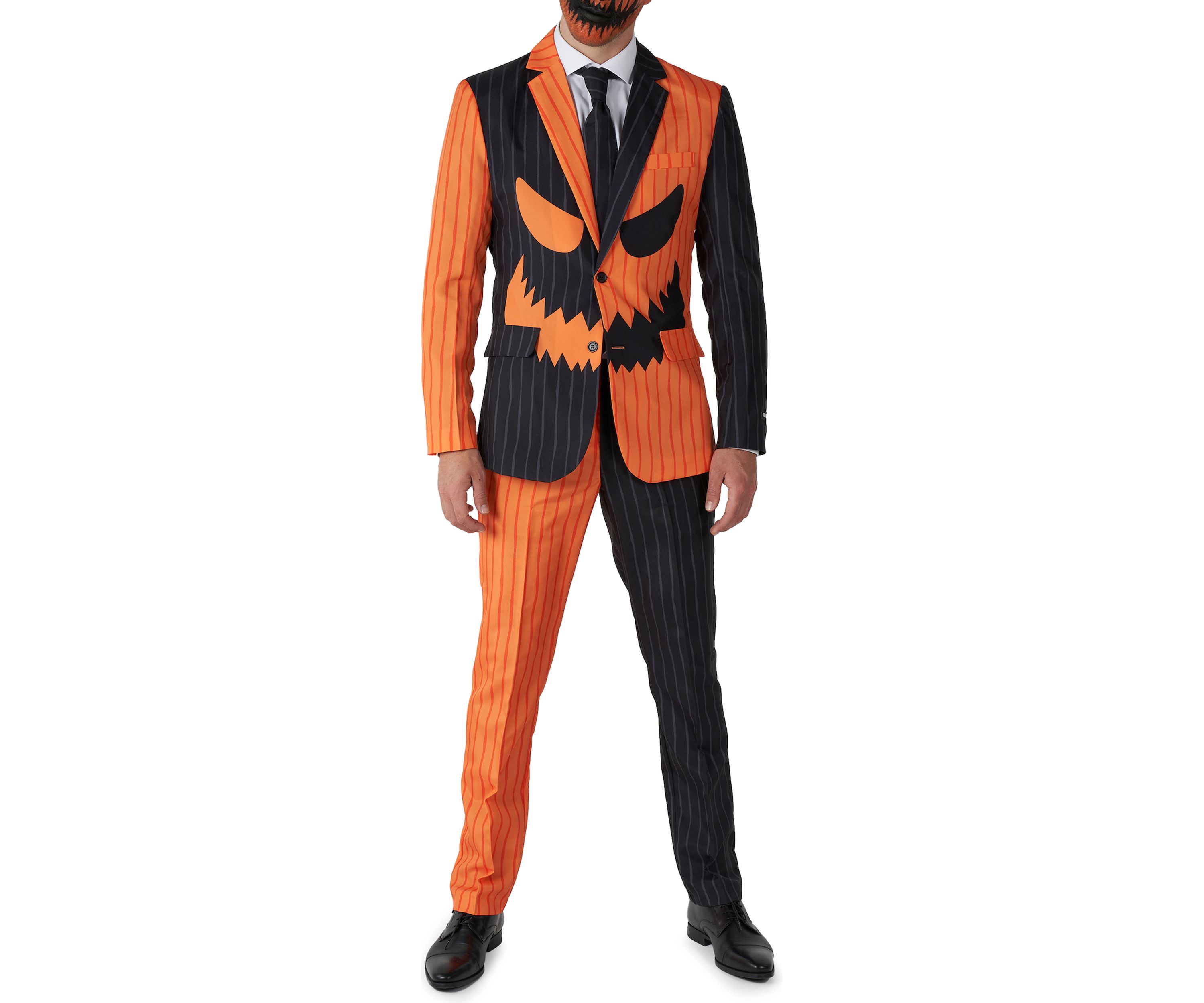 Jack-O Pinstripe Black  2 Piece Suit + Tie