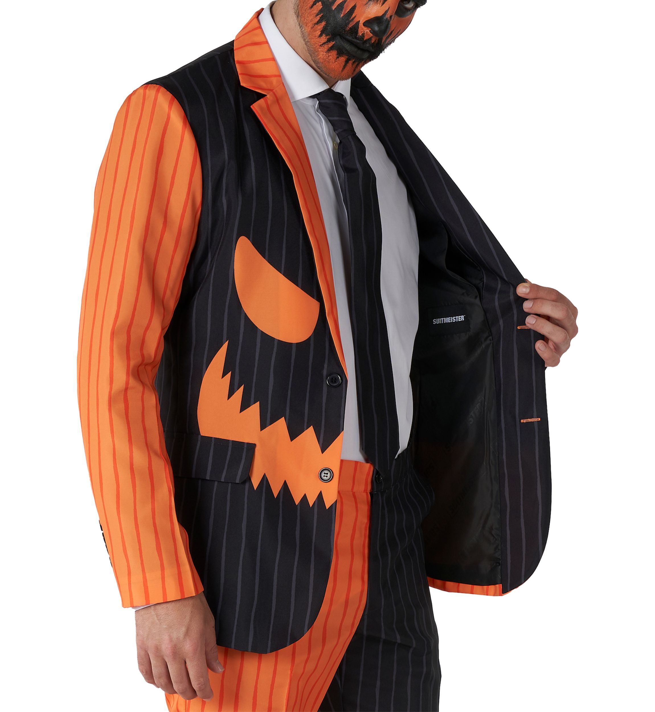 Jack-O Pinstripe Black  2 Piece Suit + Tie