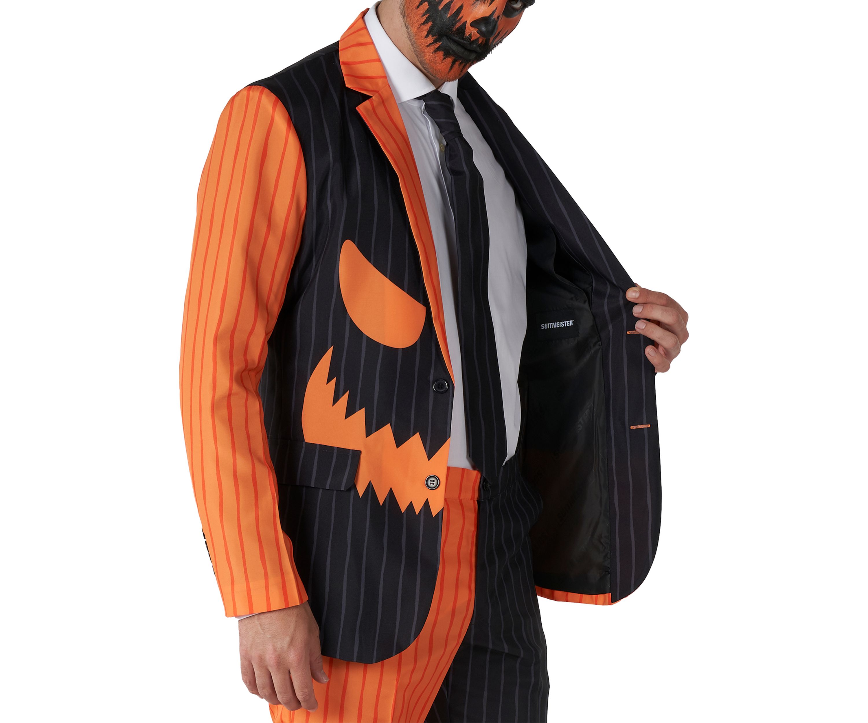Jack-O Pinstripe Black  2 Piece Suit + Tie