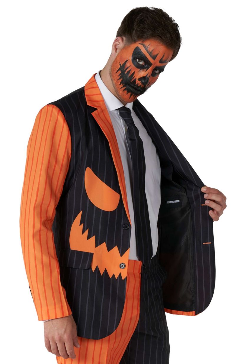Jack-O Pinstripe Black  2 Piece Suit + Tie