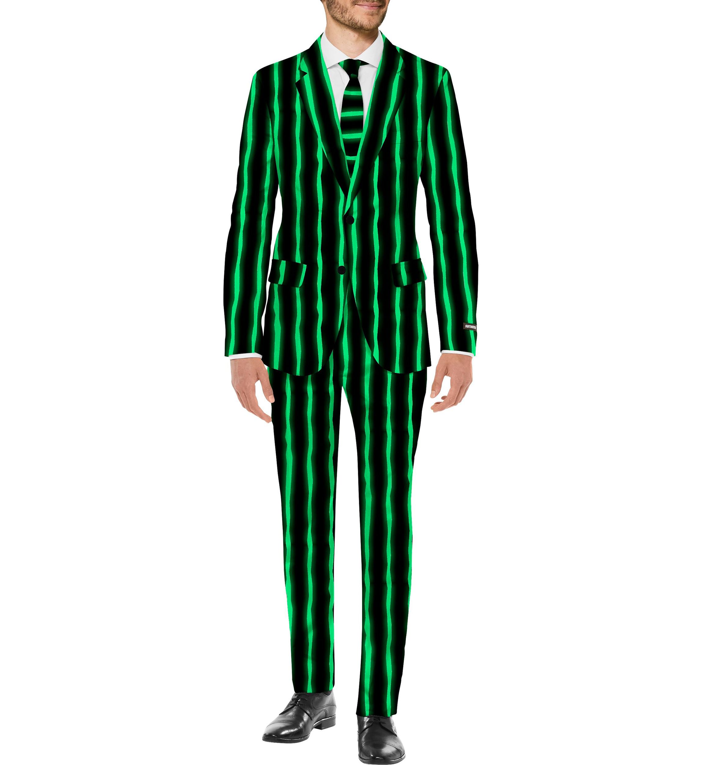 Oversized Pinstripe Black  2 Piece Suit + Tie