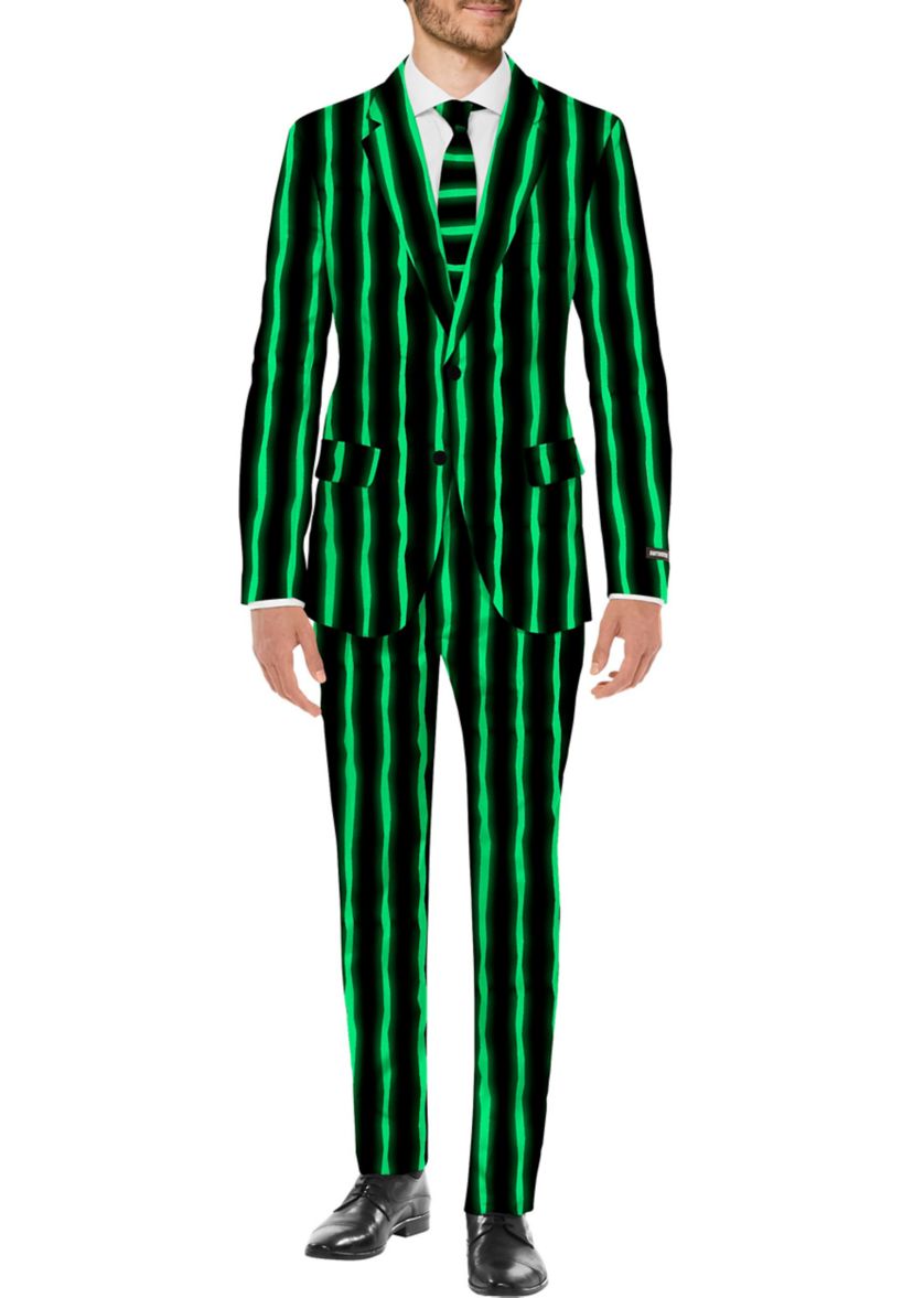 Oversized Pinstripe Black  2 Piece Suit + Tie