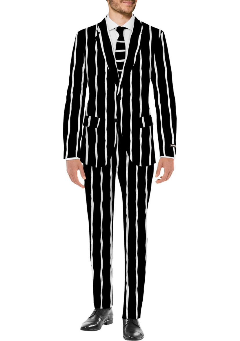 Oversized Pinstripe Black  2 Piece Suit + Tie